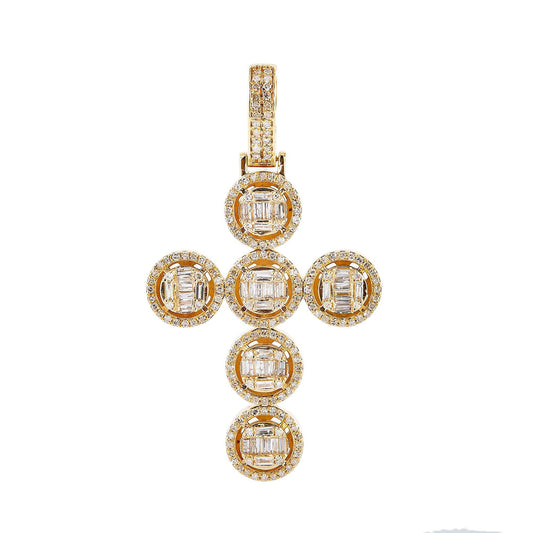 Unisex 14K Yellow Gold Cross Pendant with 1.07 CT Diamonds