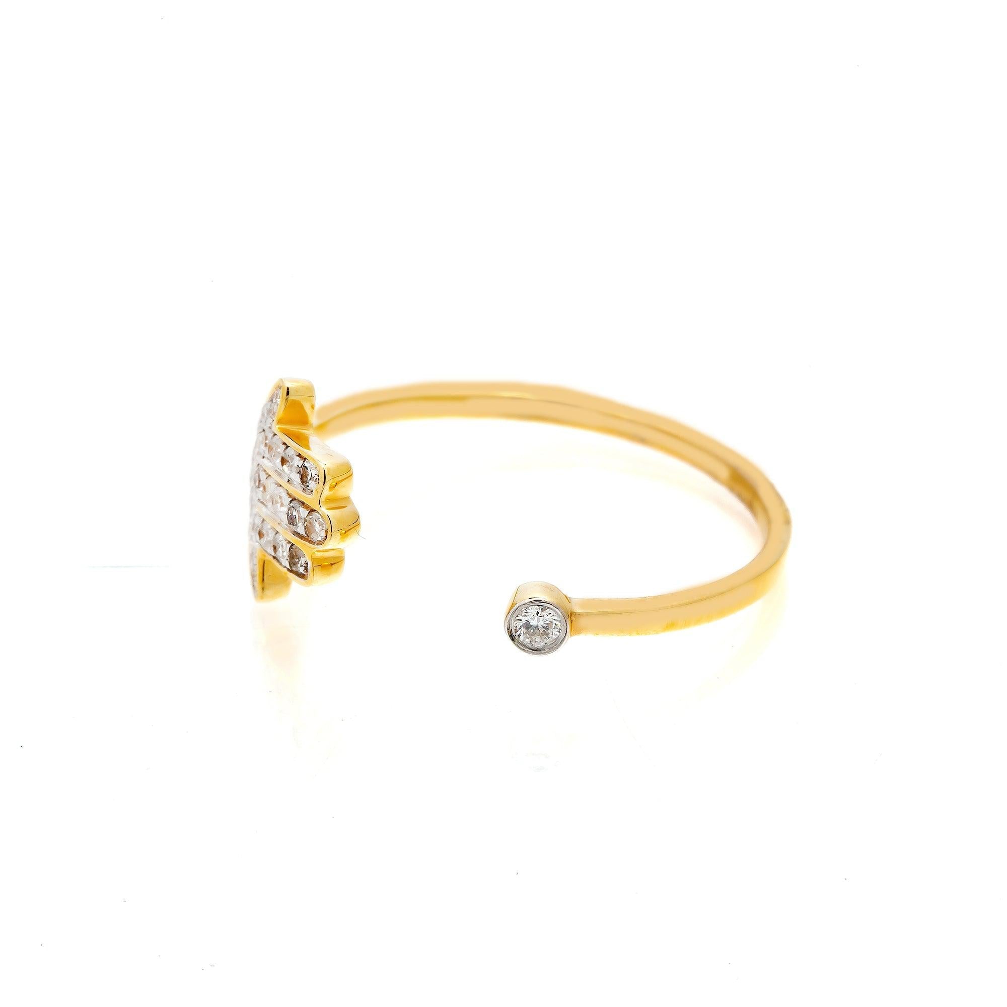 14K GOLD DIAMOND OPEN HAMSA RING 0.20 CT