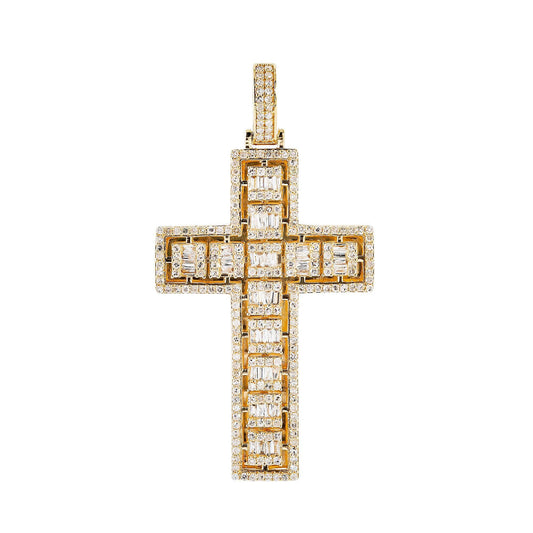 Unisex 14K Yellow Gold Cross Pendant with 1.24 CT  Diamonds