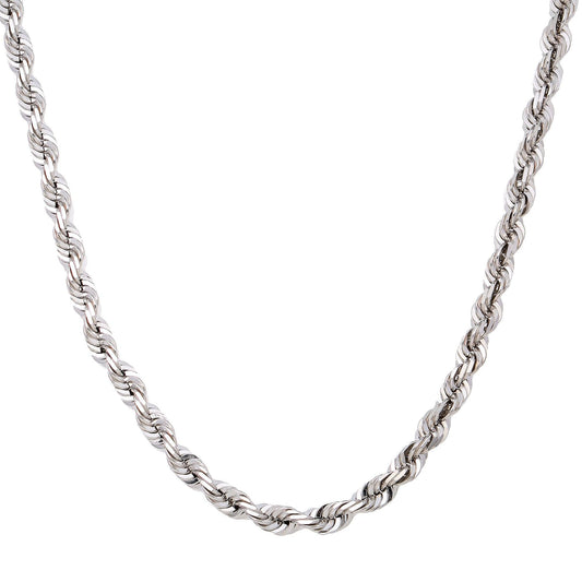 10K WHITE GOLD 6MM ROPE CHAIN