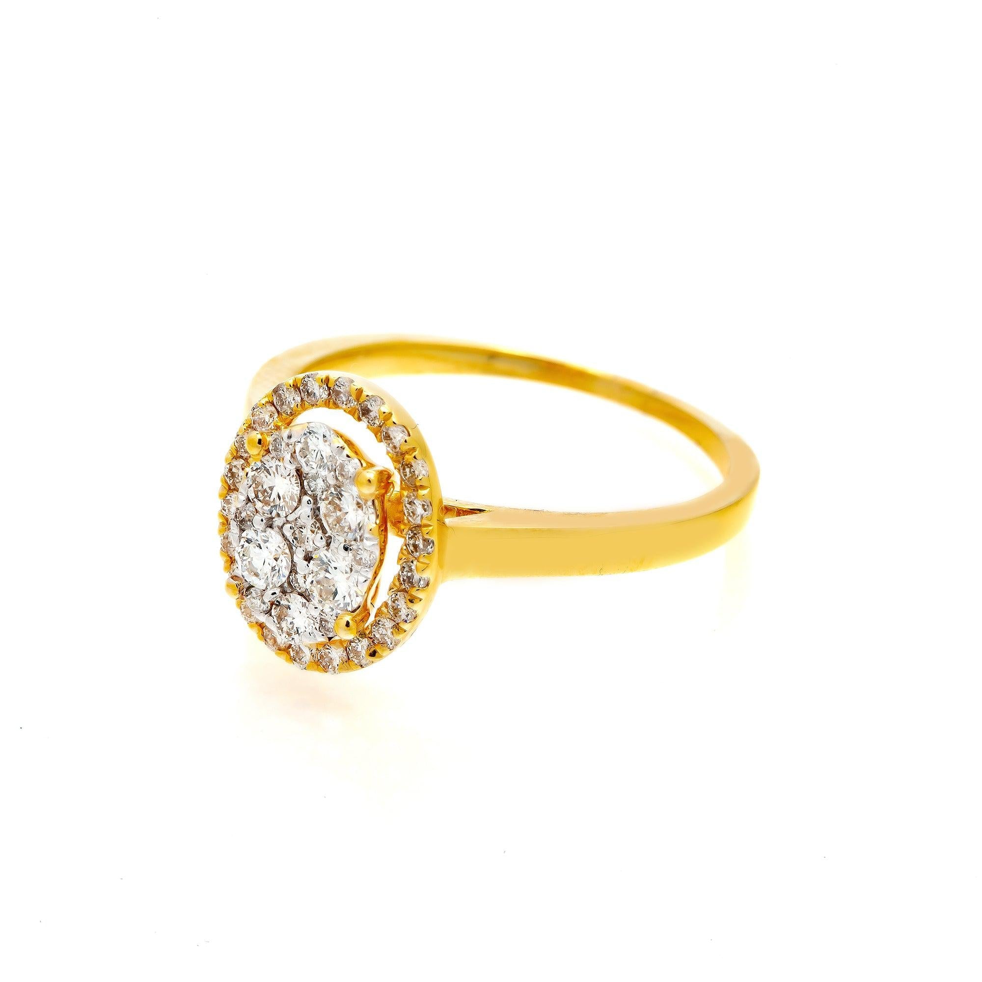 14K GOLD DIAMOND OVAL HALO CLUSTER RING 0.55 CT