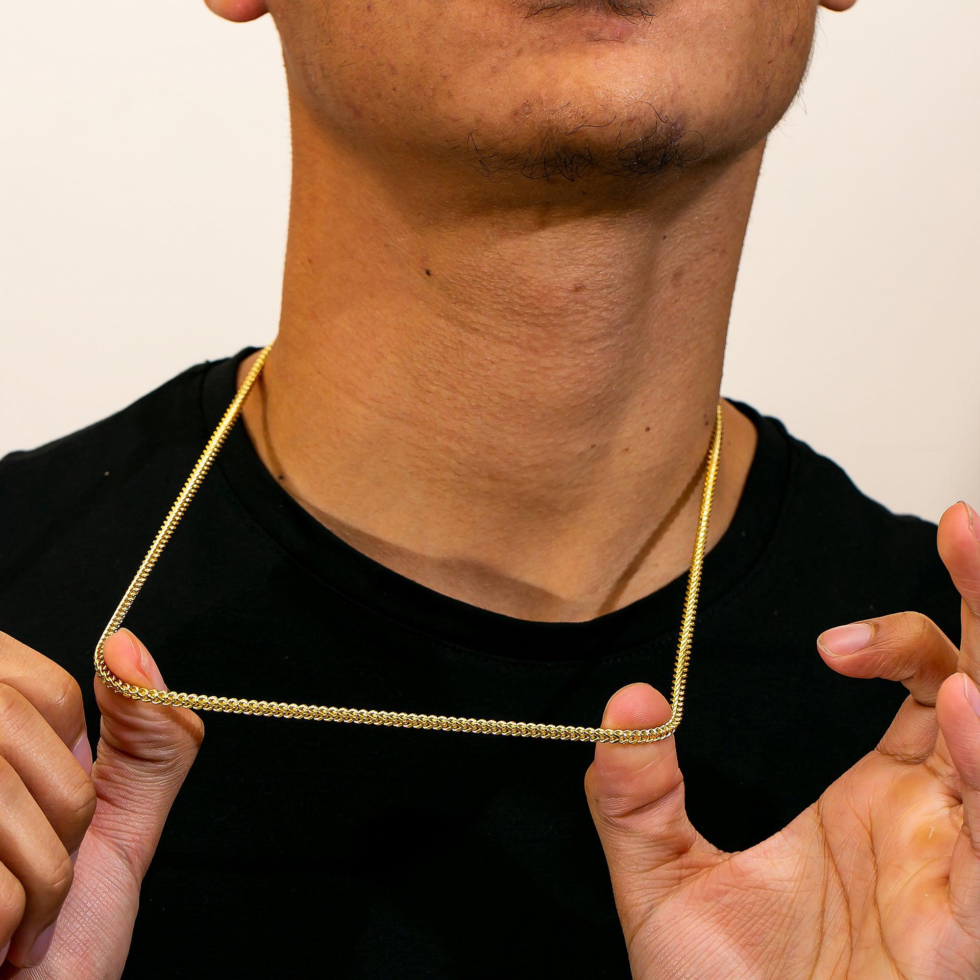 10K Yellow Gold 2.75mm Hollow Franco Chain Available In Sizes 18"-26"