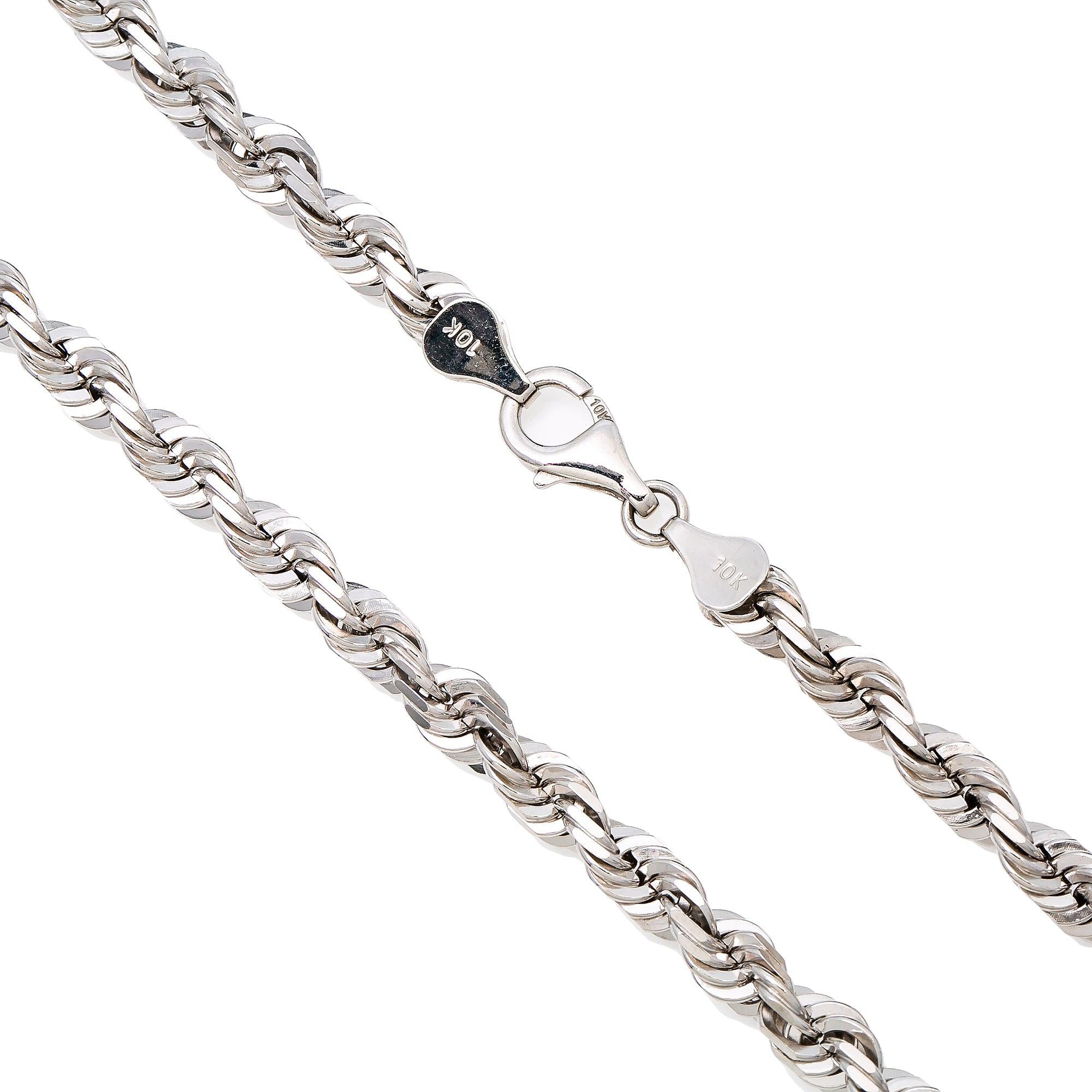 10K WHITE GOLD 6MM ROPE CHAIN