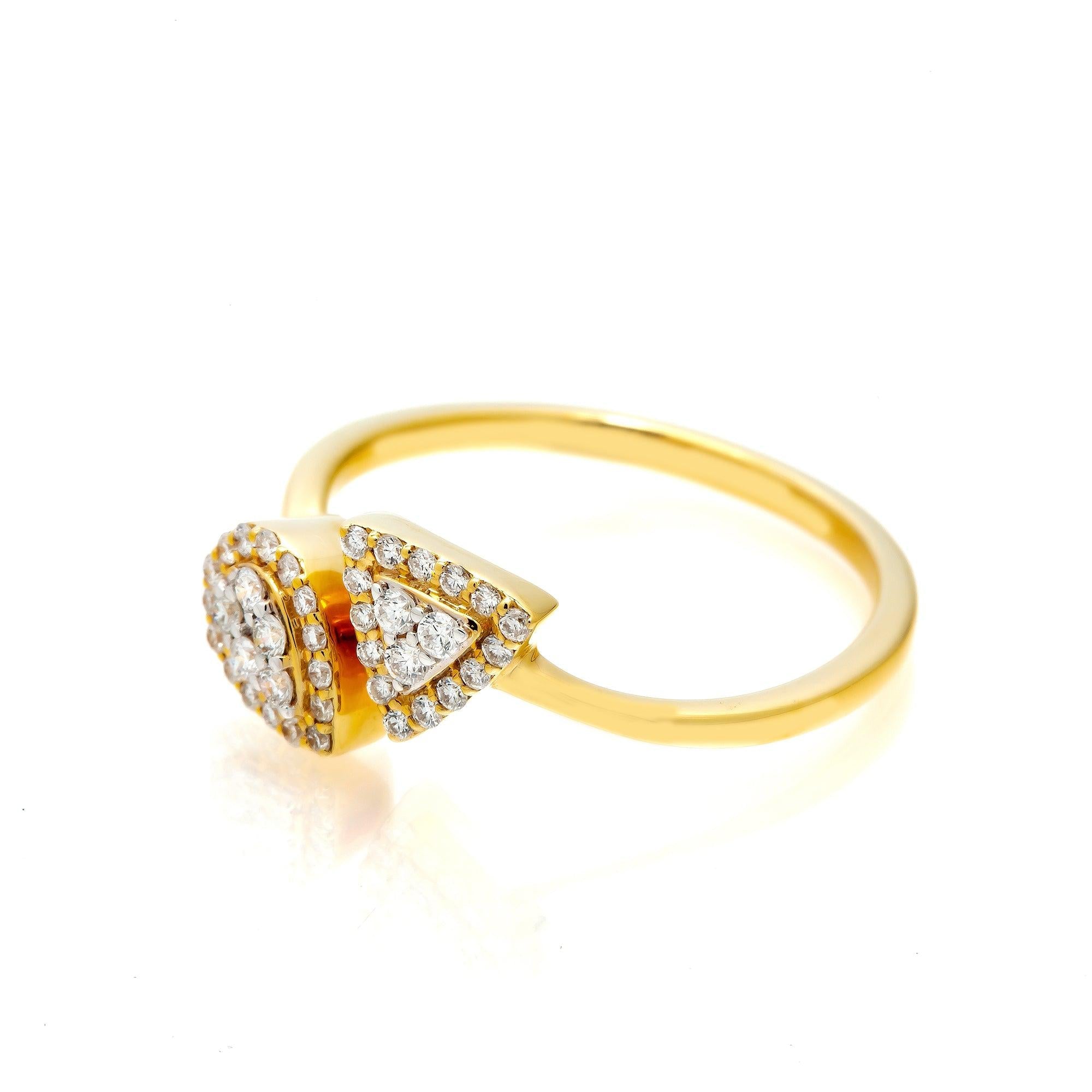 14K GOLD PEAR AND TRIANGLE TWO DIAMOND CLUSTER RING 0.25 CT