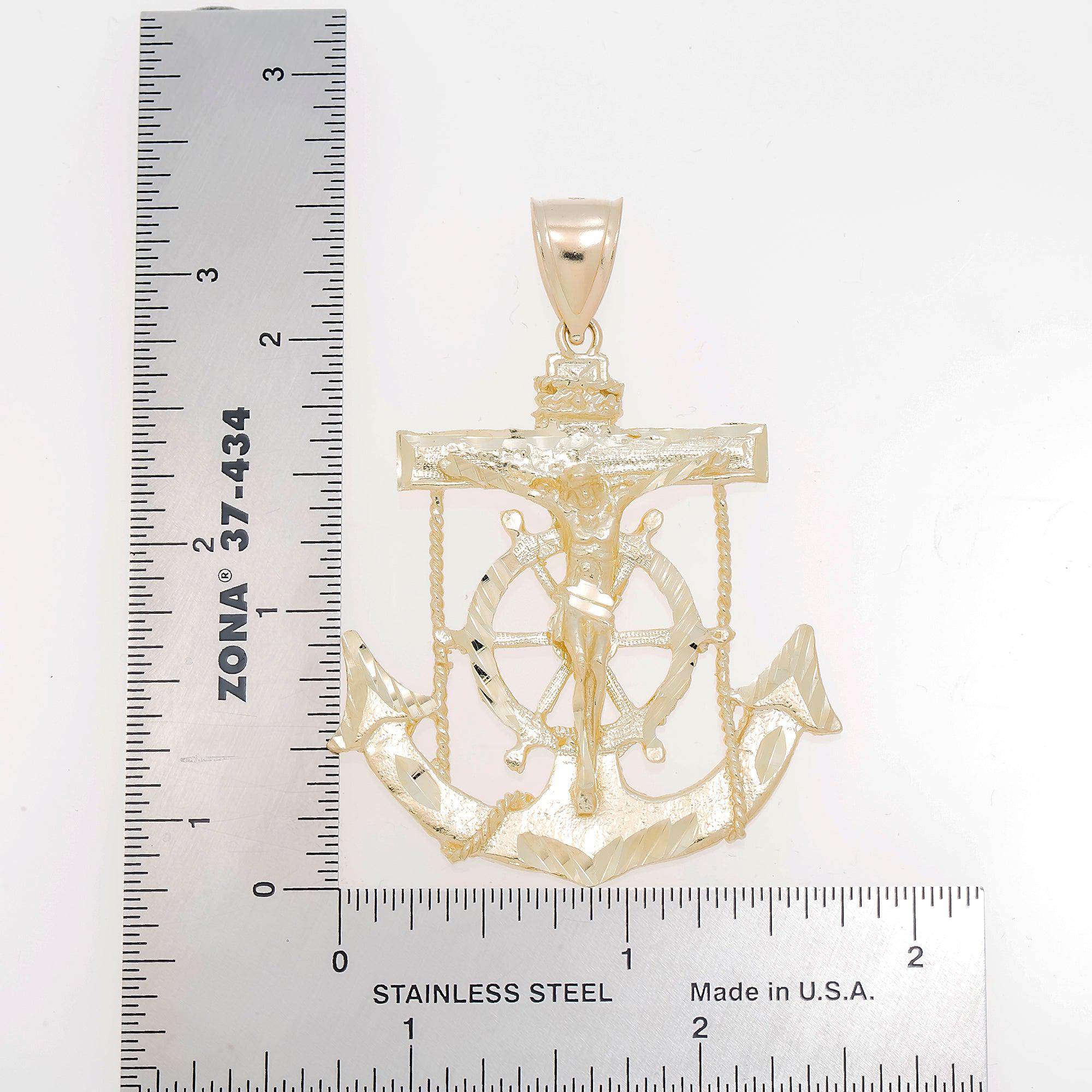 10K GOLD CRUCIFIX ANCHOR PENDANT 12.5G