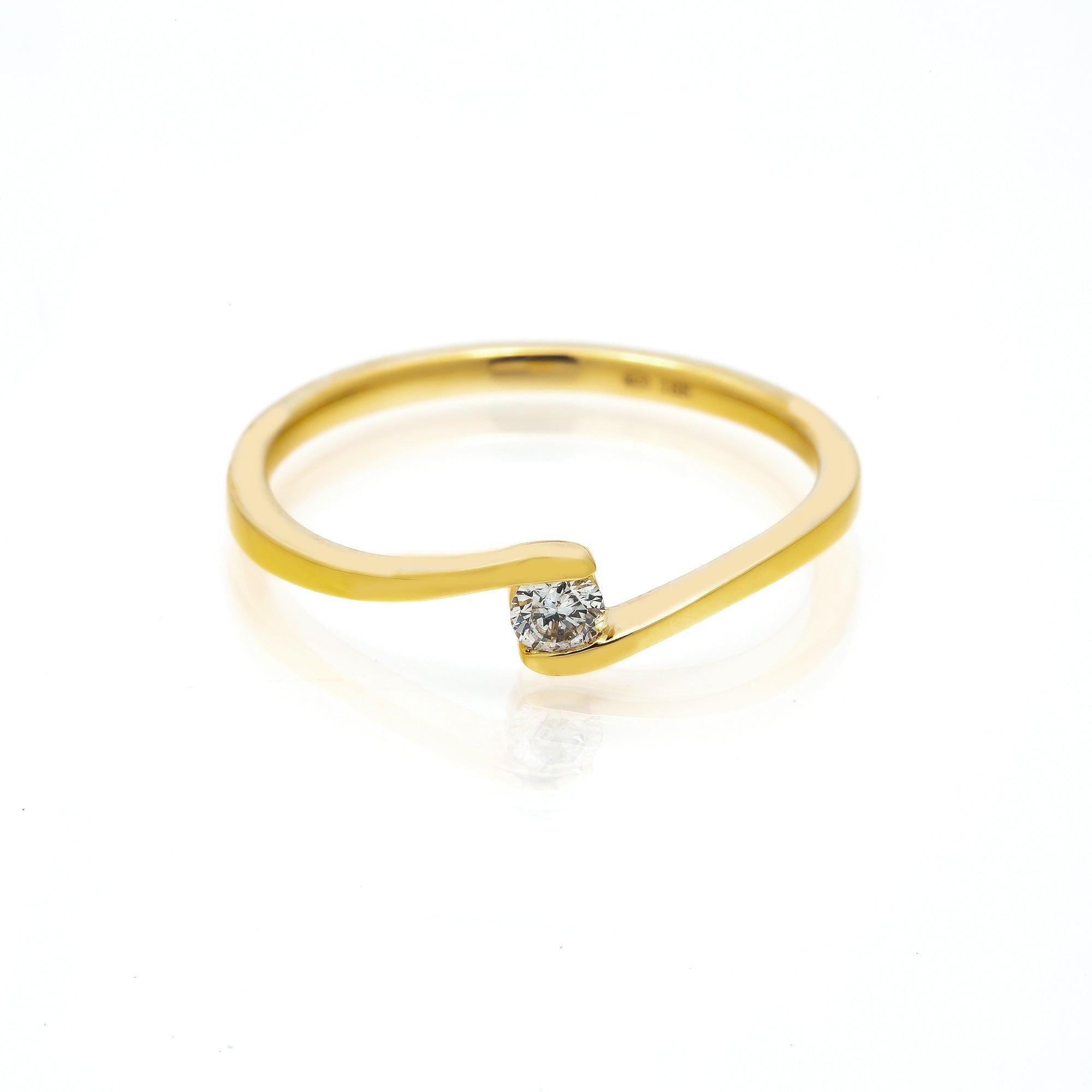 14k GOLD SINGLE DIAMOND TWISTED BAND 0.10 CT