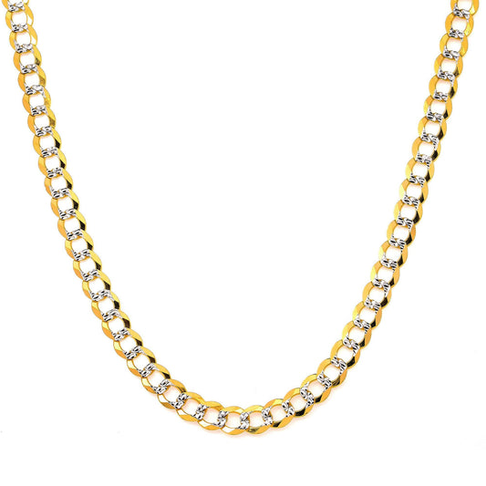 10k Yellow Gold 7mm Flat Diamond Cut Cuban Chain Available In Sizes 18"-26"