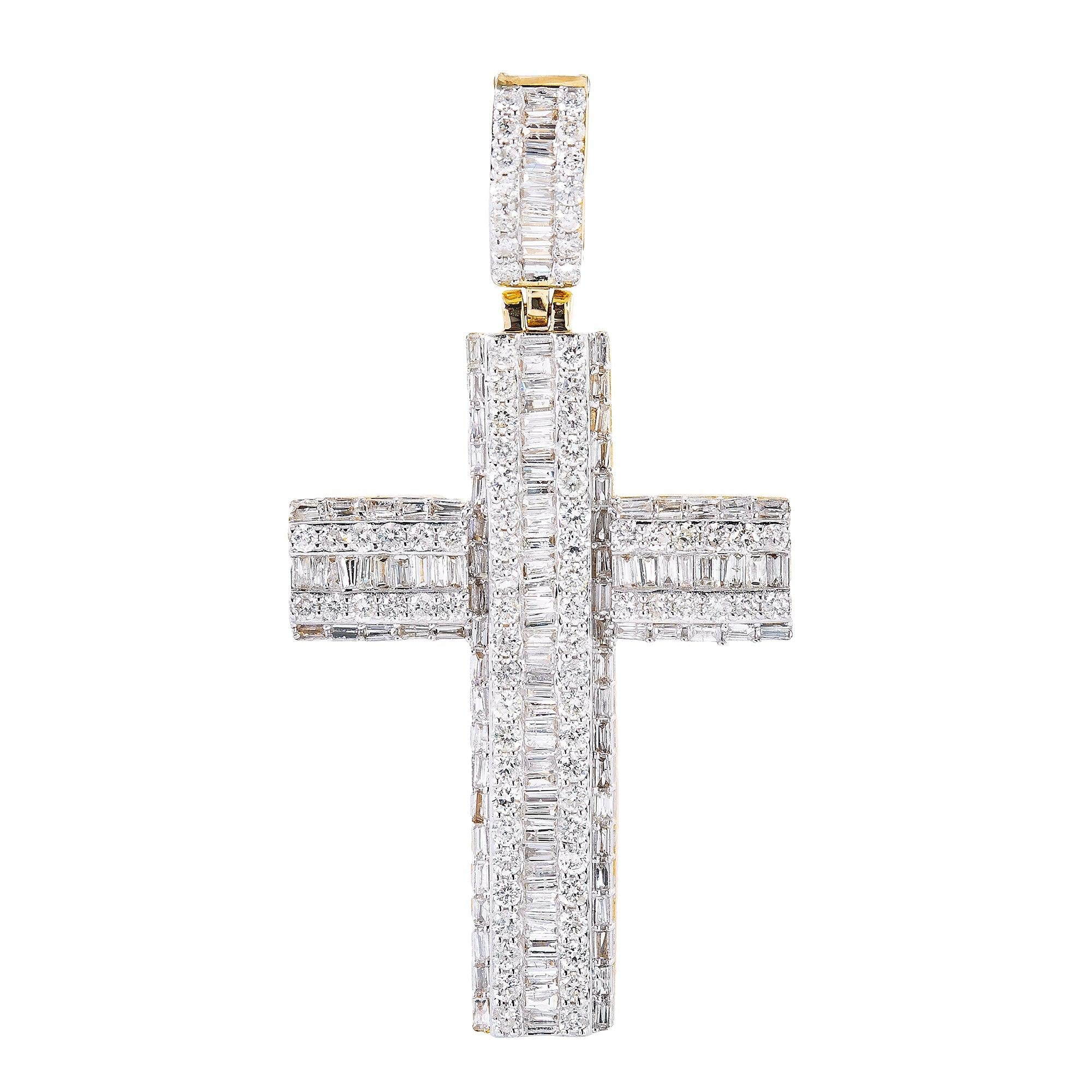 14K YELLOW GOLD DIAMOND CROSS 2.25 CT