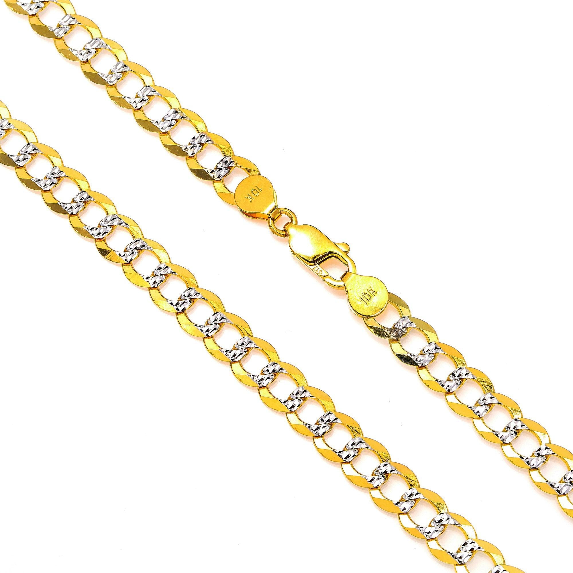10k Yellow Gold 7mm Flat Diamond Cut Cuban Chain Available In Sizes 18"-26"