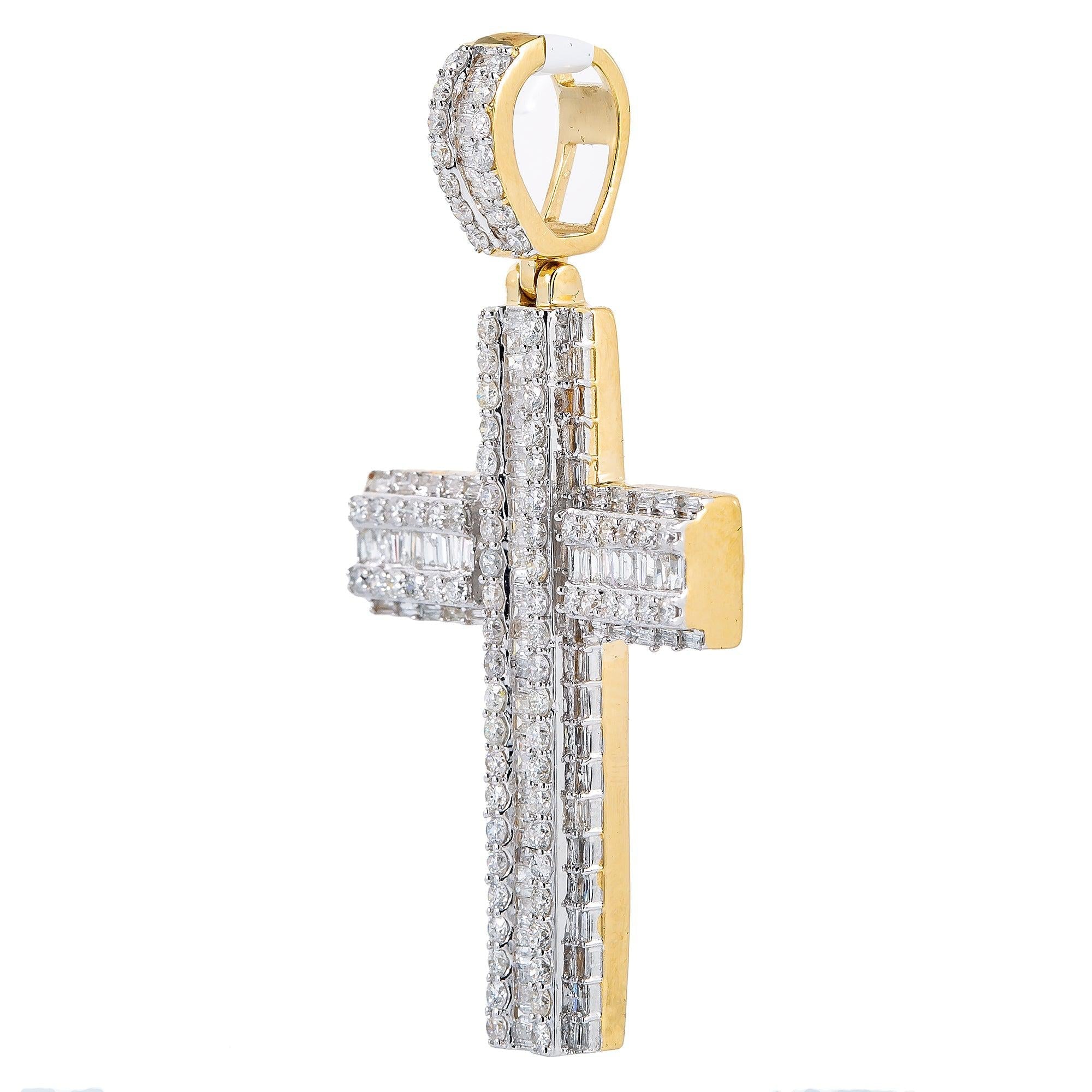 14K YELLOW GOLD DIAMOND CROSS 2.25 CT