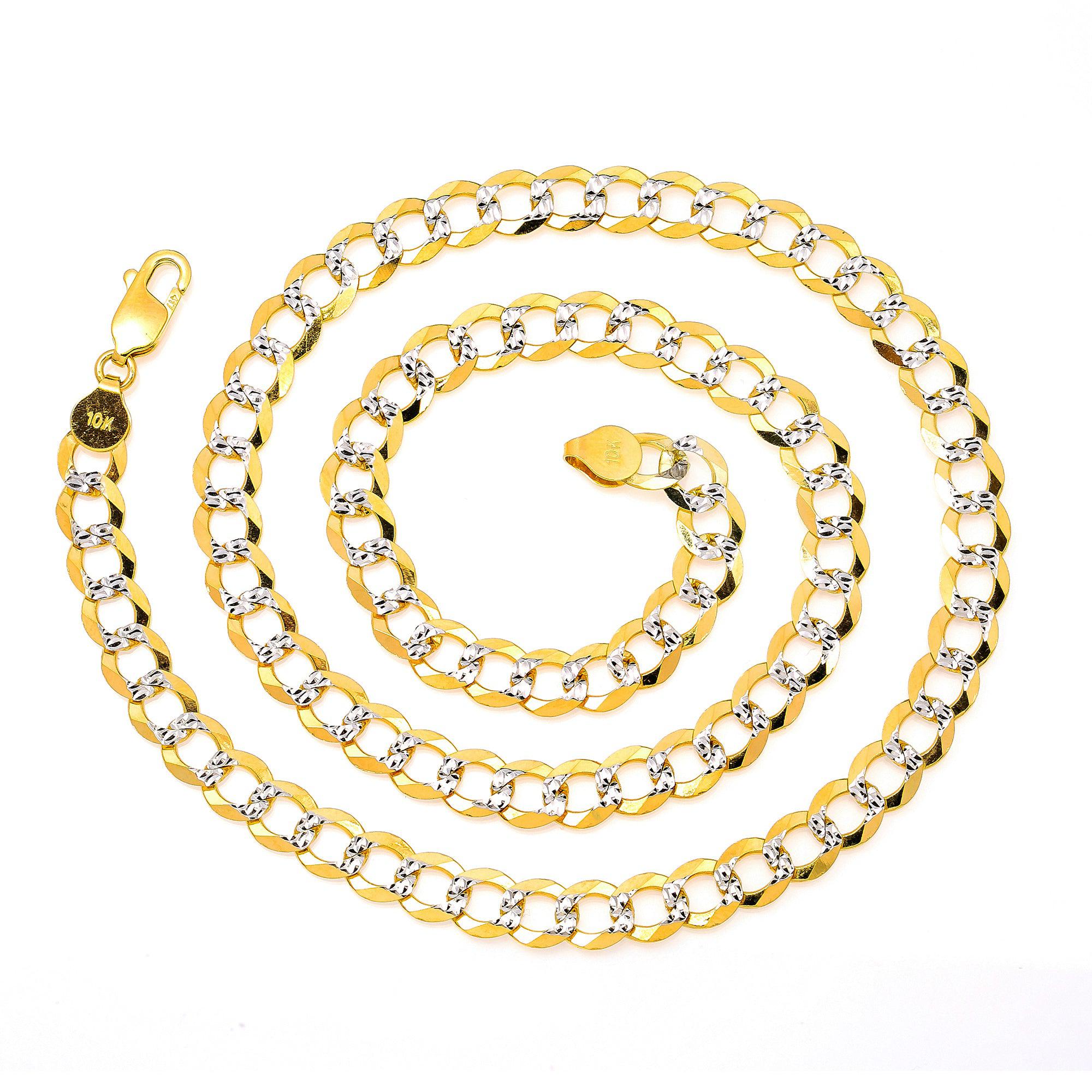 10k Yellow Gold 7mm Flat Diamond Cut Cuban Chain Available In Sizes 18"-26"