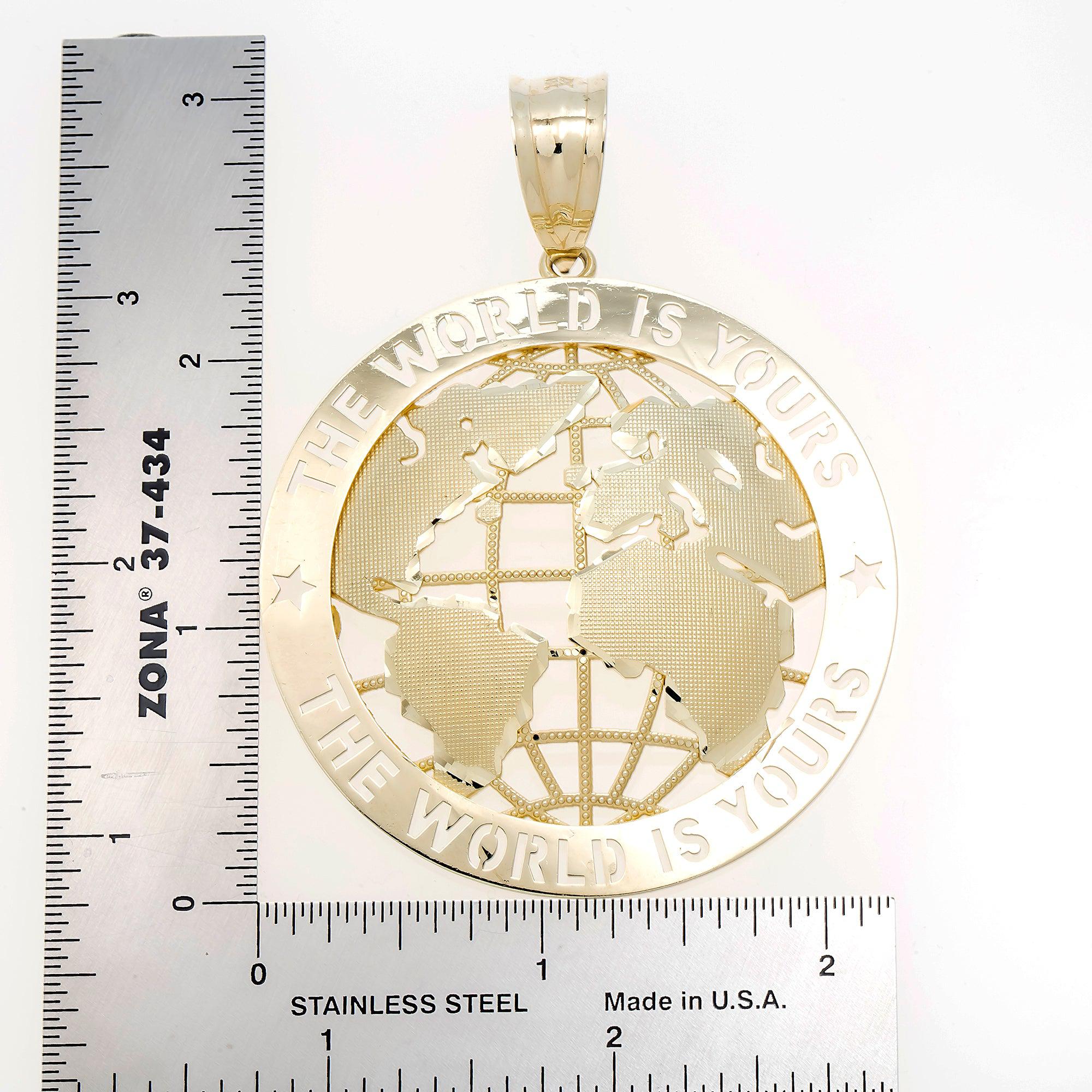 10K GOLD THE WORLD IS YOURS PENDANT 15.4G