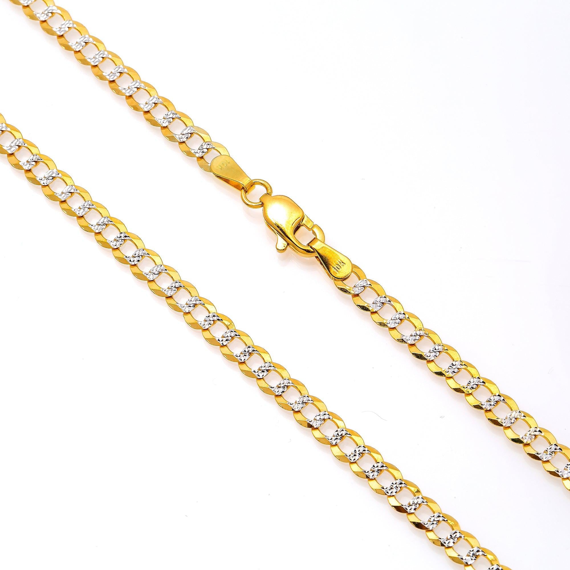10k Hollow Yellow Gold 4mm Flat Diamond Cut Cuban Chain Available In Sizes 18"-26"