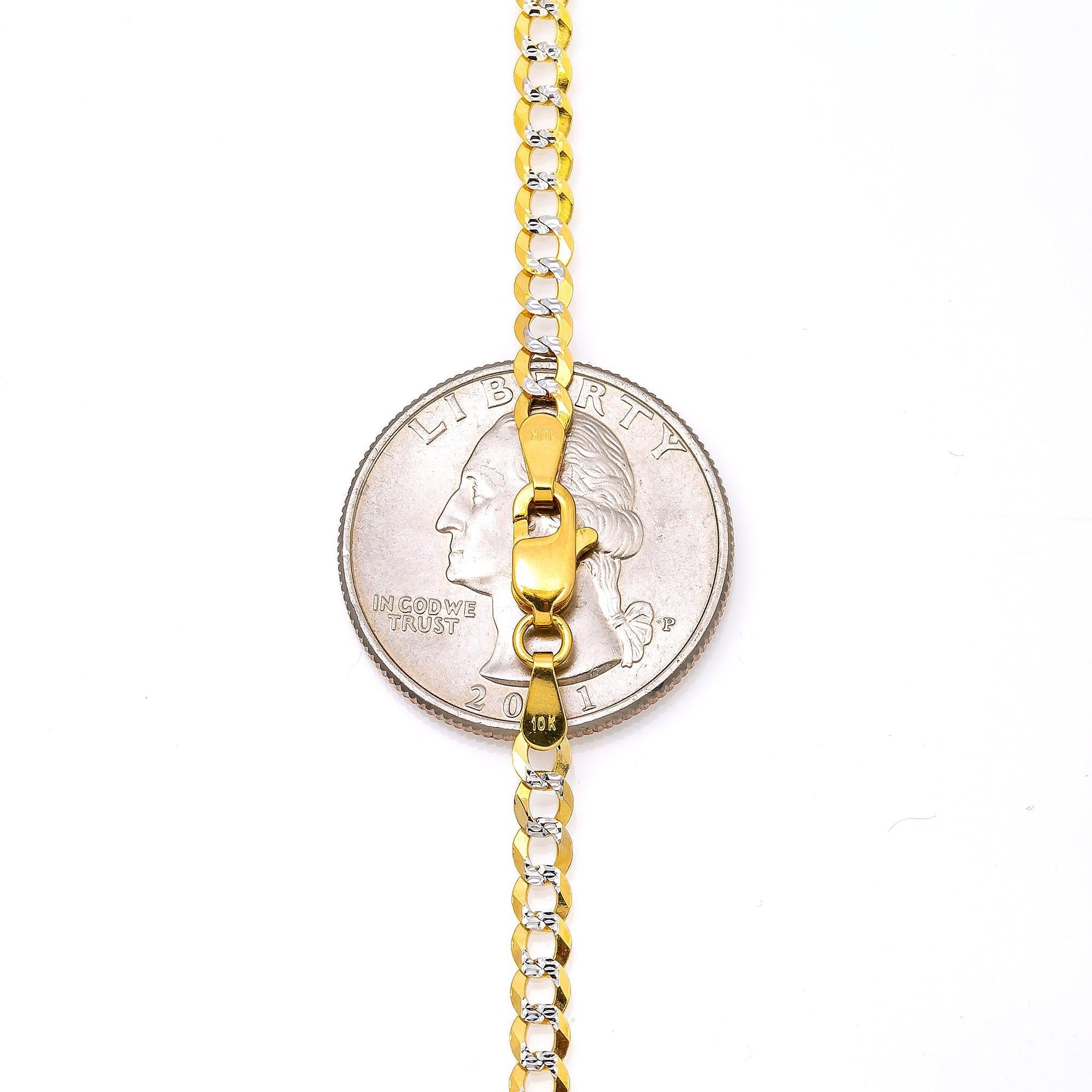 10k Hollow Yellow Gold 4mm Flat Diamond Cut Cuban Chain Available In Sizes 18"-26"
