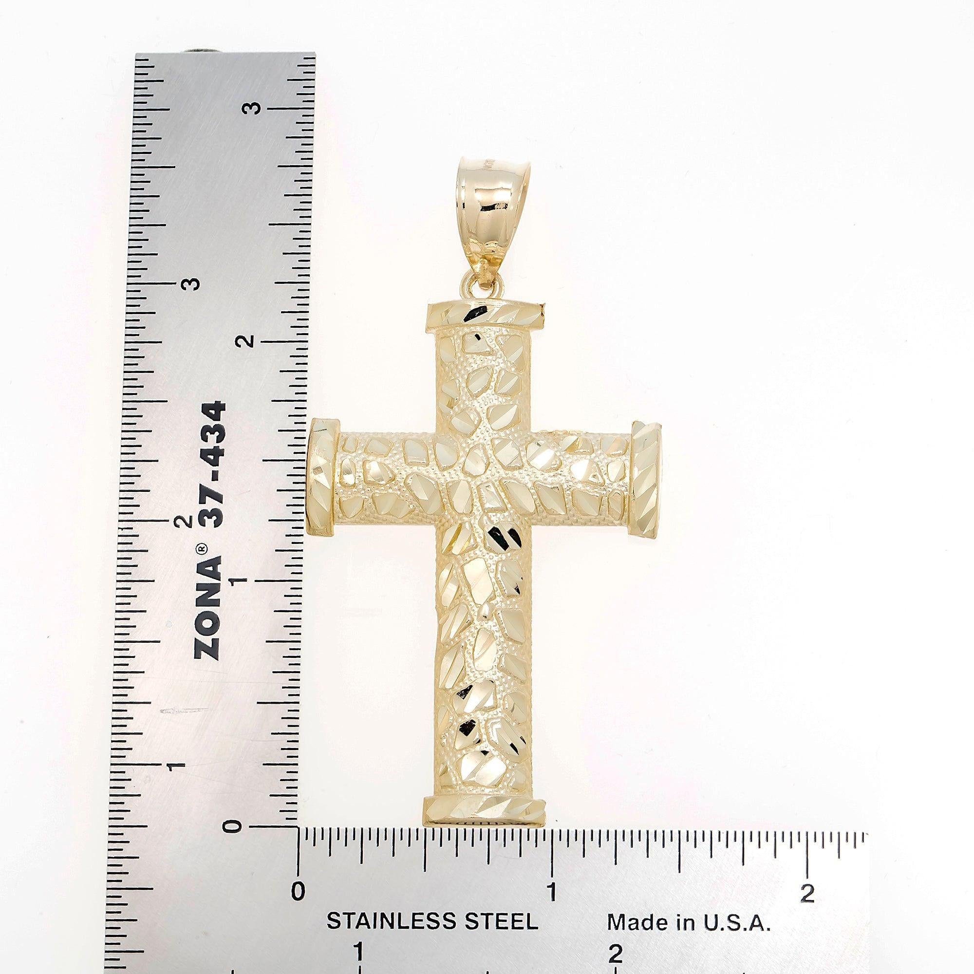 10K GOLD CROSS NUGGET PENDANT 5.4G