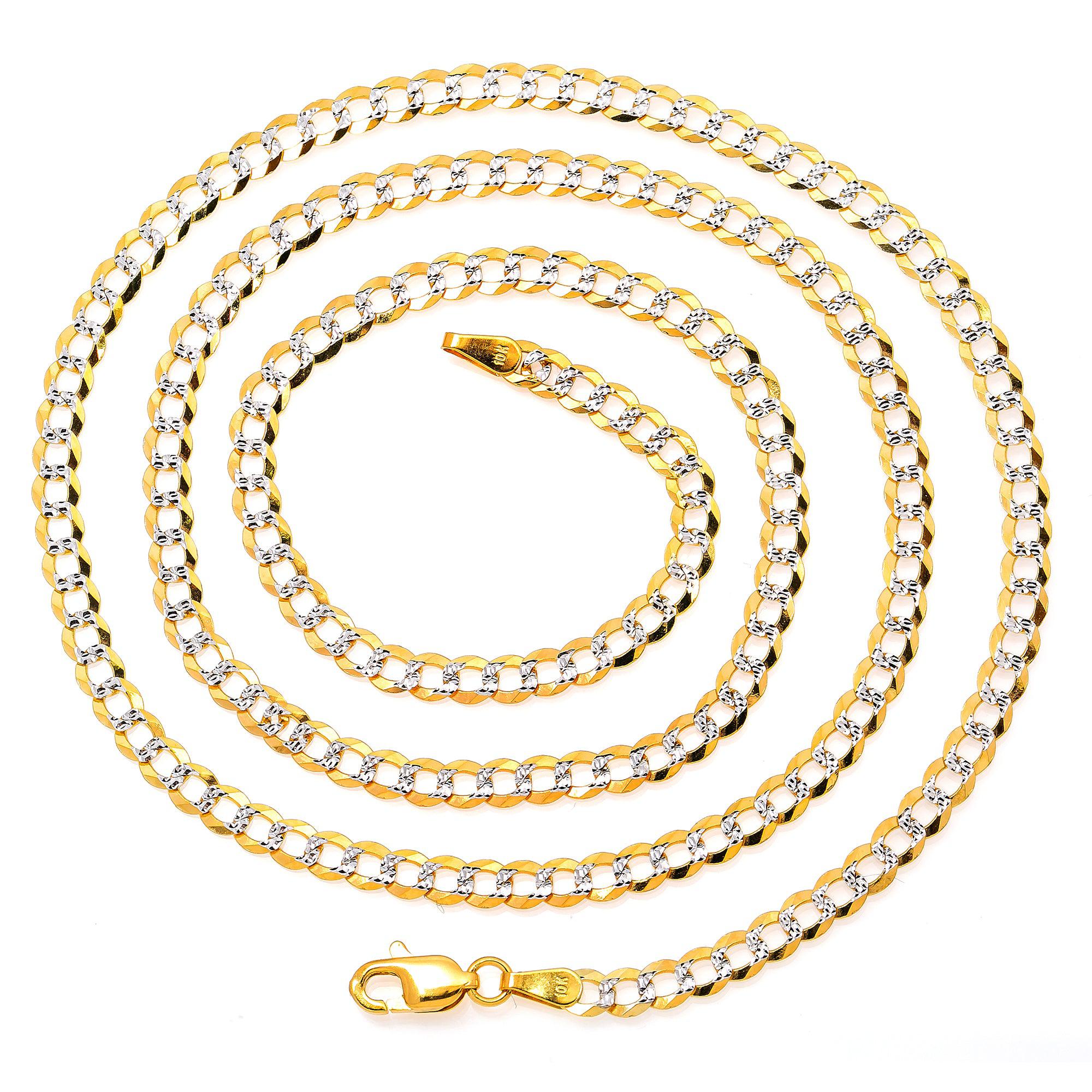 10k Hollow Yellow Gold 4mm Flat Diamond Cut Cuban Chain Available In Sizes 18"-26"