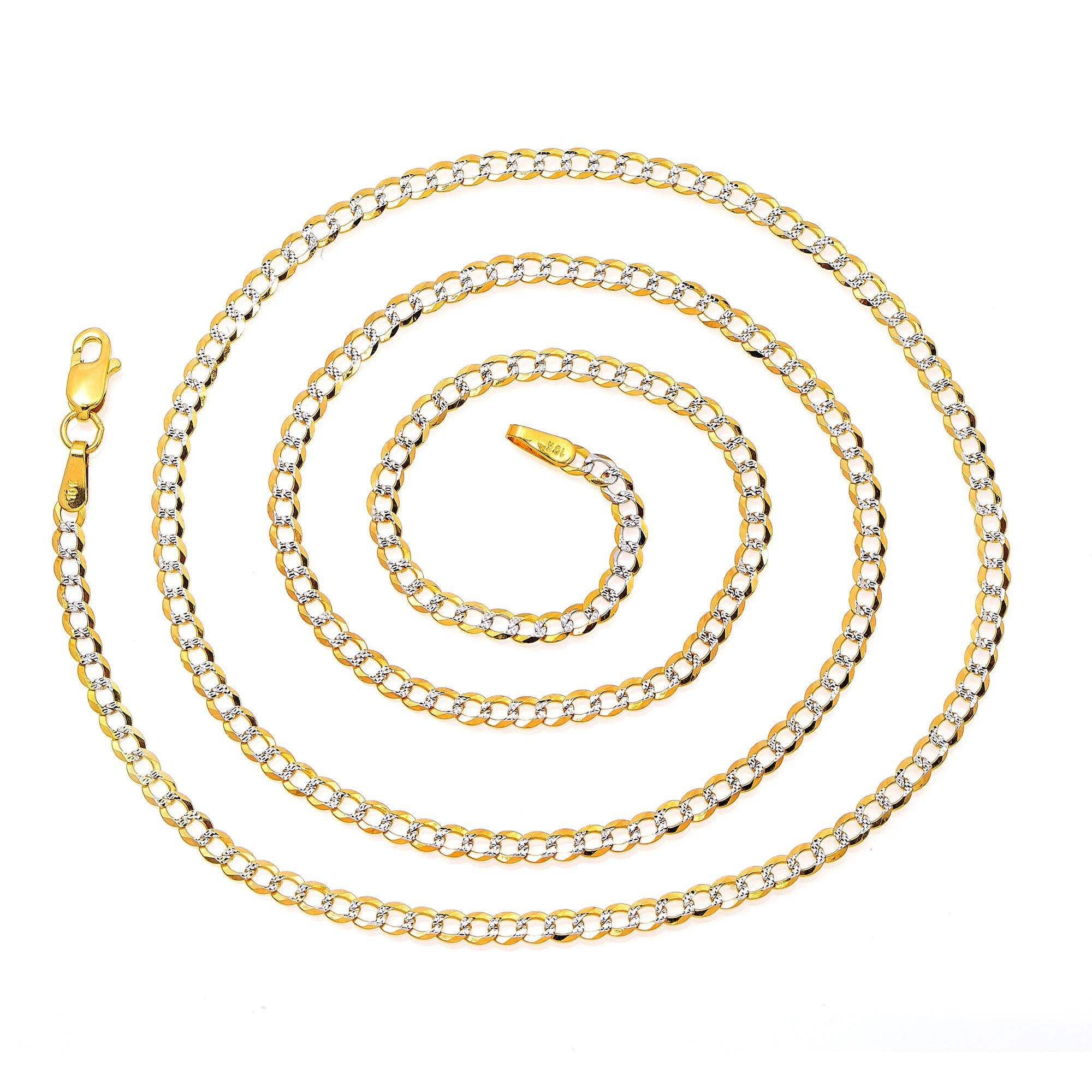 10k Yellow Gold 3mm Flat Diamond Cut Cuban Chain Available In Sizes 18"-26"