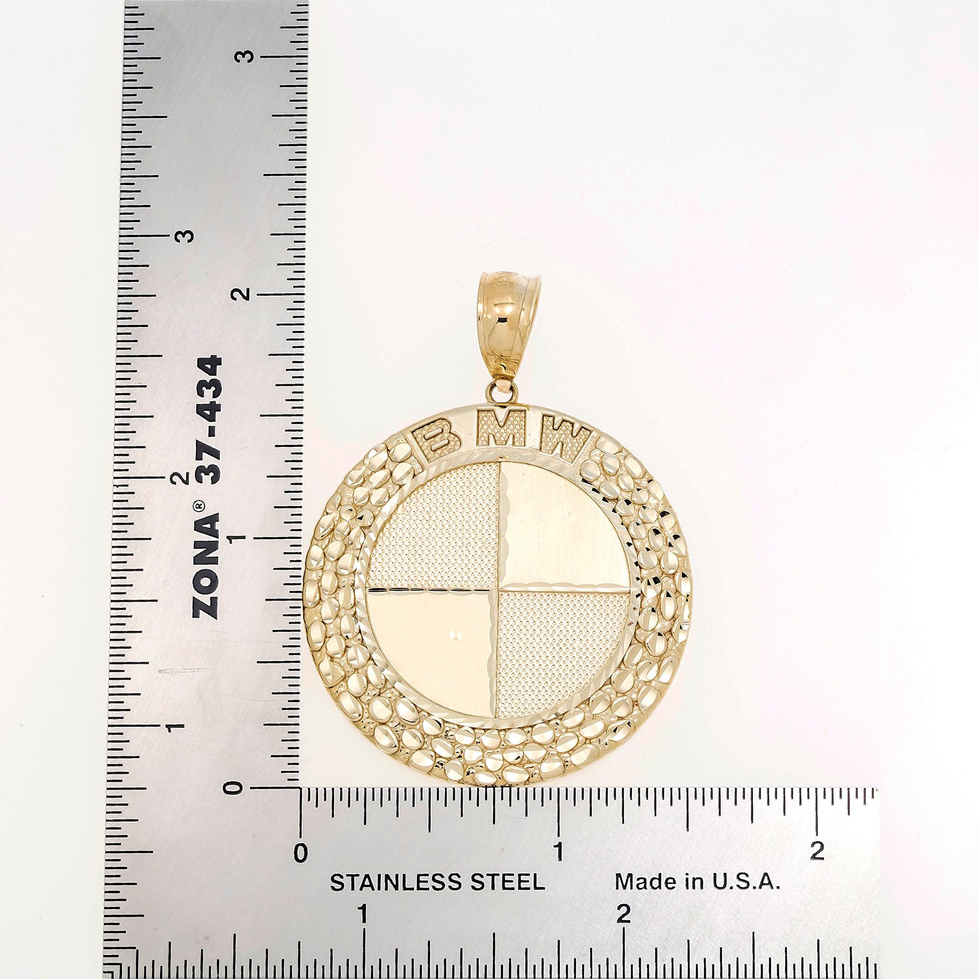 10K GOLD BMW COIN SHAPE NUGGET PENDANT 9.1G