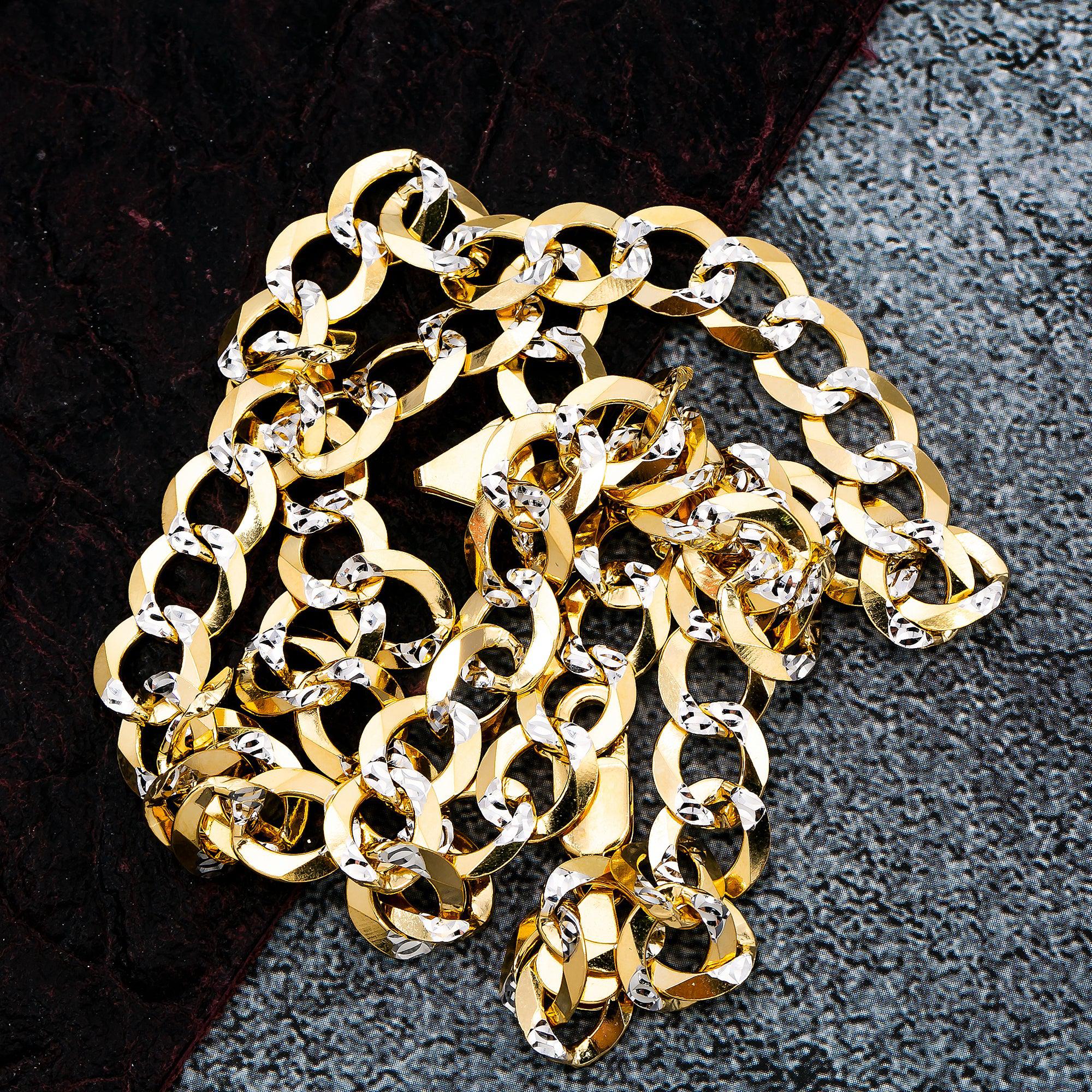 10k Yellow Gold 10mm Flat Diamond Cut Cuban Chain Available In Sizes 18"-26"