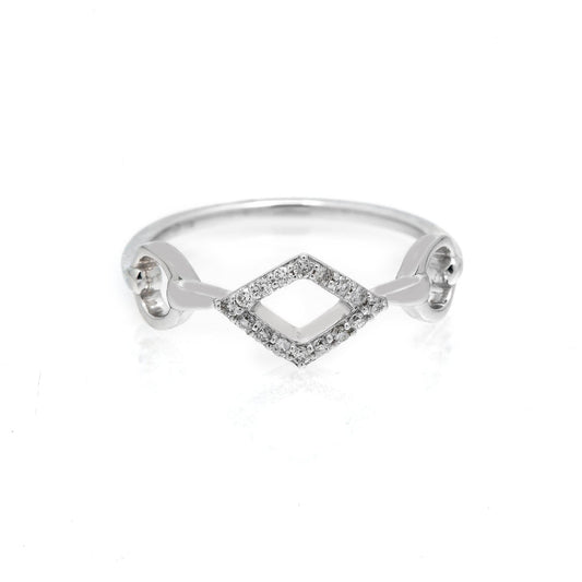 14K GOLD DIAMOND BAND OPEN CIRCLE AND KITE RING 0.10 CT