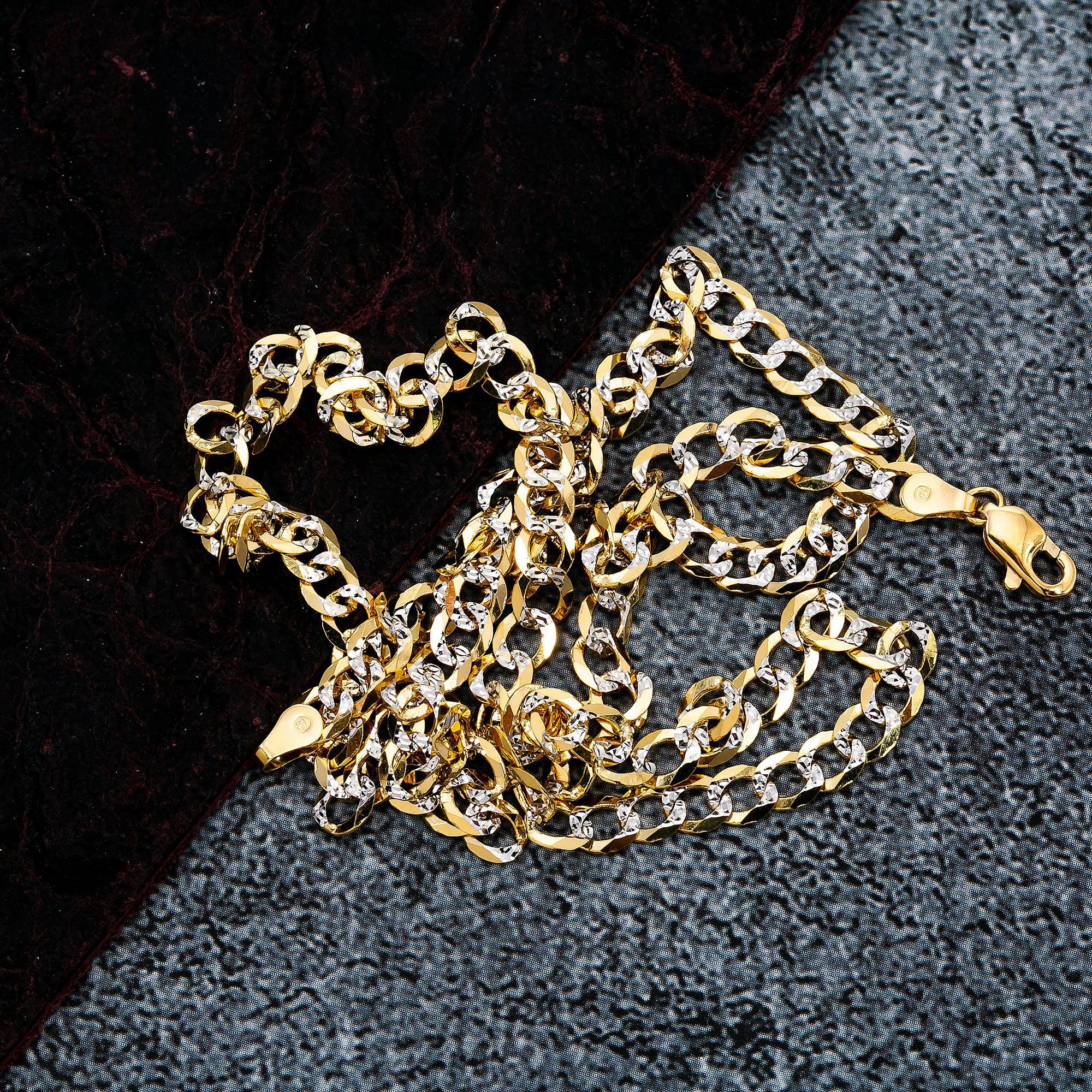 10k Yellow Gold 5mm Diamond Cut Flat Cuban Chain Available In Sizes 18"-26"