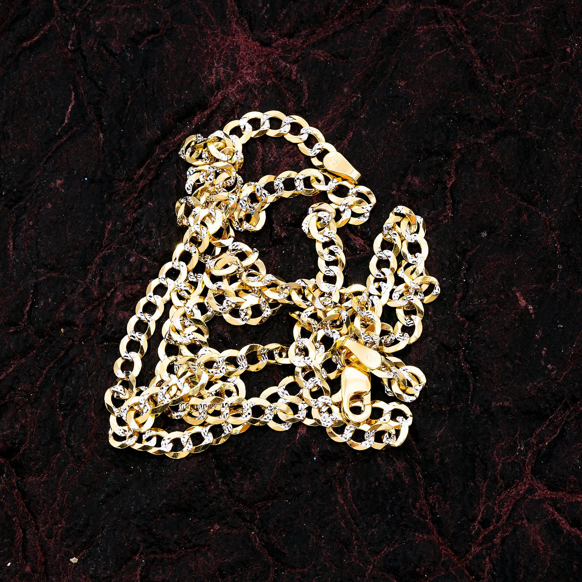 10k Hollow Yellow Gold 4mm Flat Diamond Cut Cuban Chain Available In Sizes 18"-26"