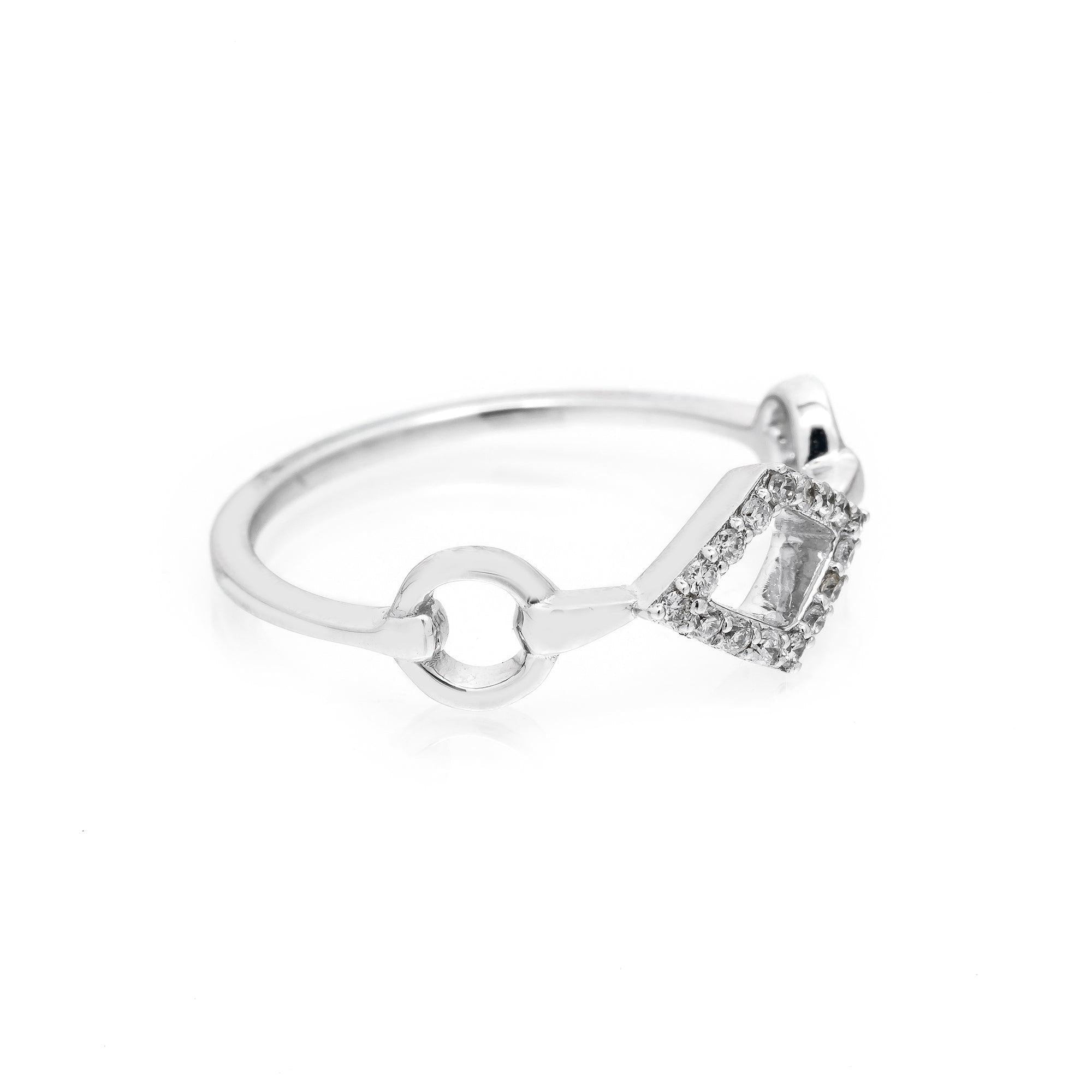 14K GOLD DIAMOND BAND OPEN CIRCLE AND KITE RING 0.10 CT