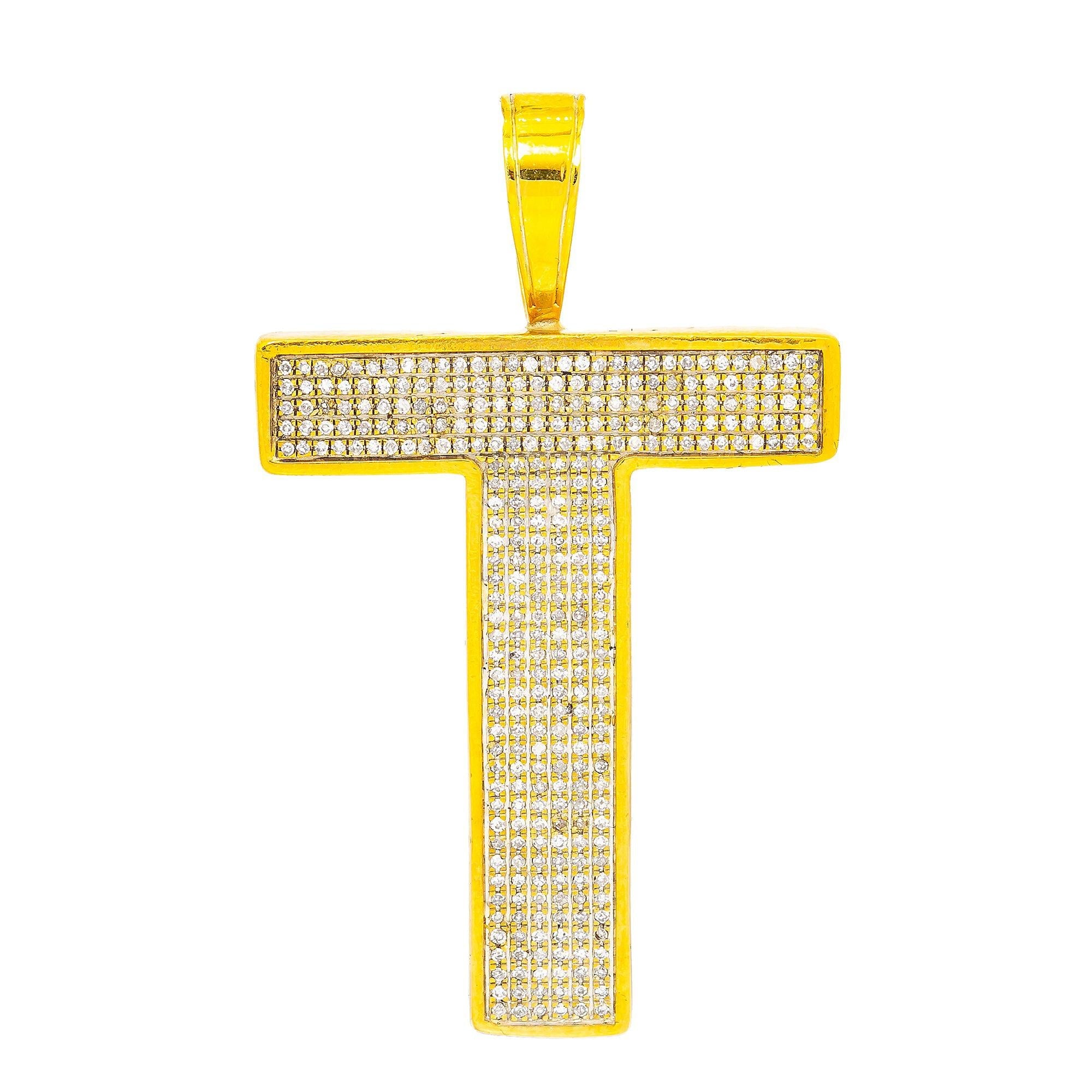 10K Yellow Gold Unisex T Letter with 1.05 CT Diamond