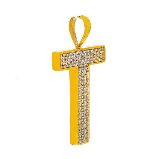 10K Yellow Gold Unisex T Letter with 1.05 CT Diamond
