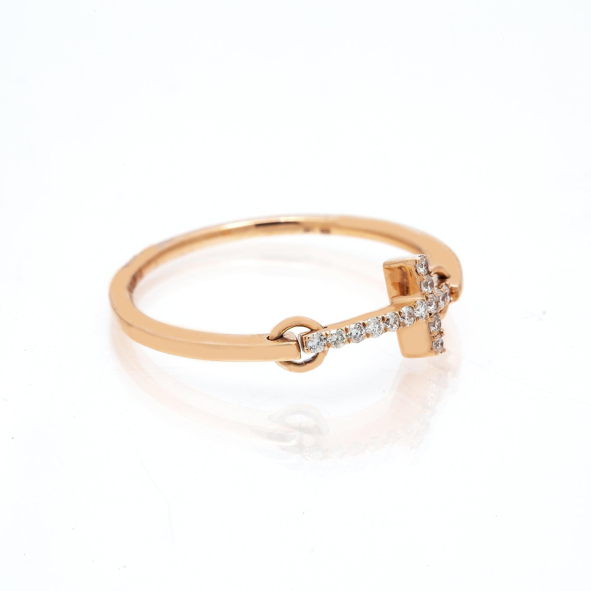 14K GOLD DIAMOND SIDEWAYS CROSS RING 0.15 CT