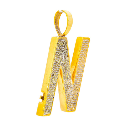 10K Yellow Gold Unisex N Letter with 1.35 CT Diamond