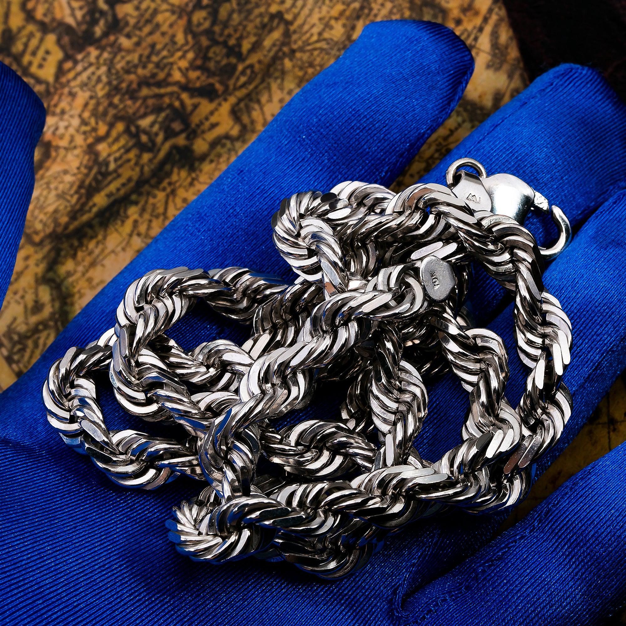 10K WHITE GOLD 8MM ROPE CHAIN