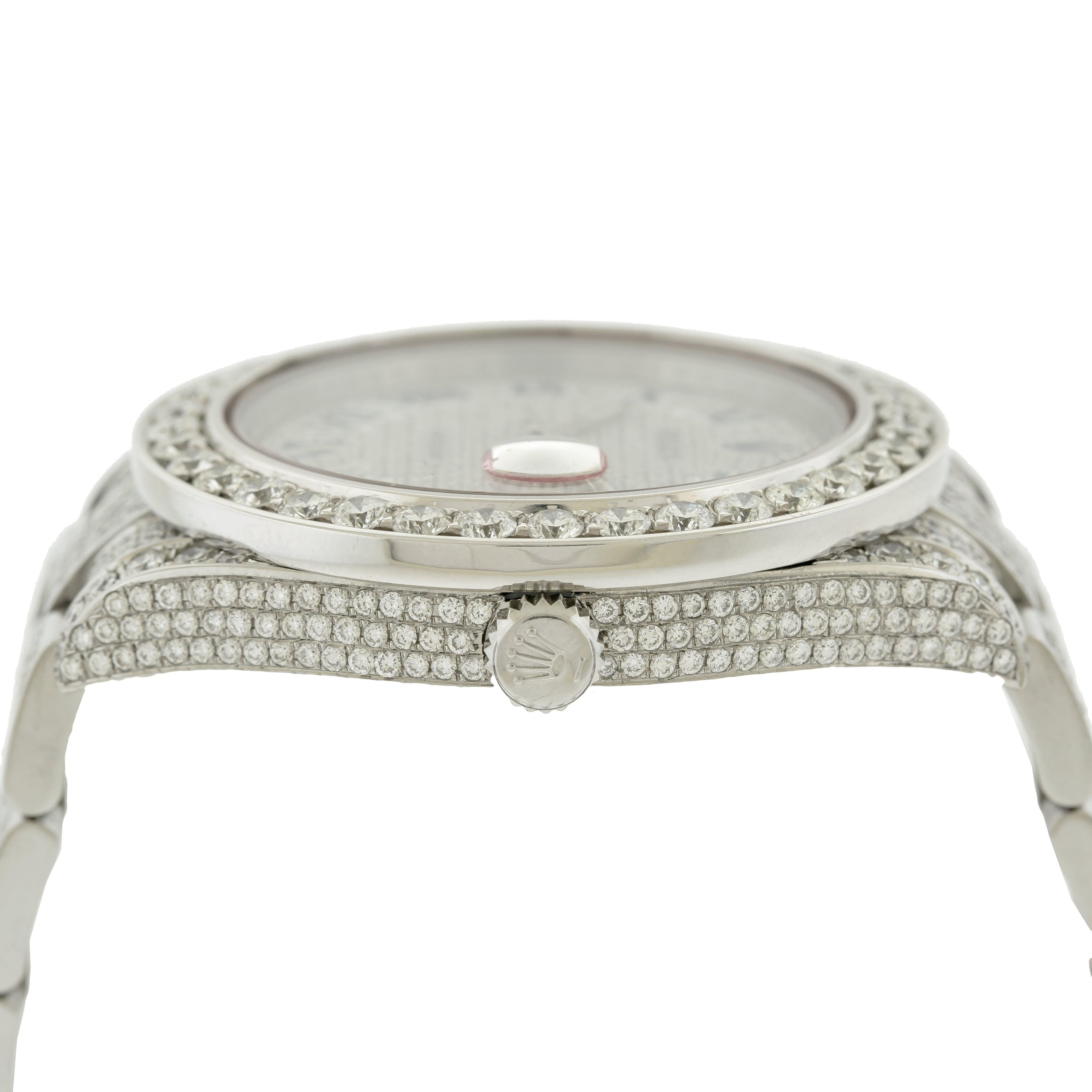 Rolex Datejust 41MM 116300 Diamond Paved Roman Dial Diamond Bezel Full Diamond Oyster Bracelet 15ct