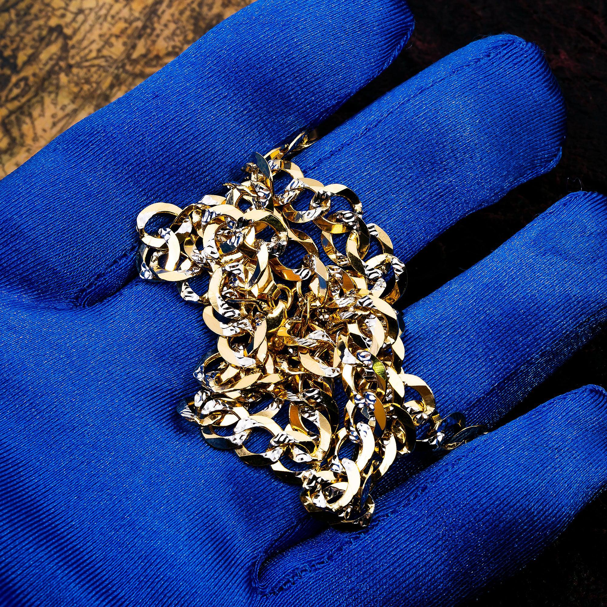 10k Yellow Gold 7mm Flat Diamond Cut Cuban Chain Available In Sizes 18"-26"