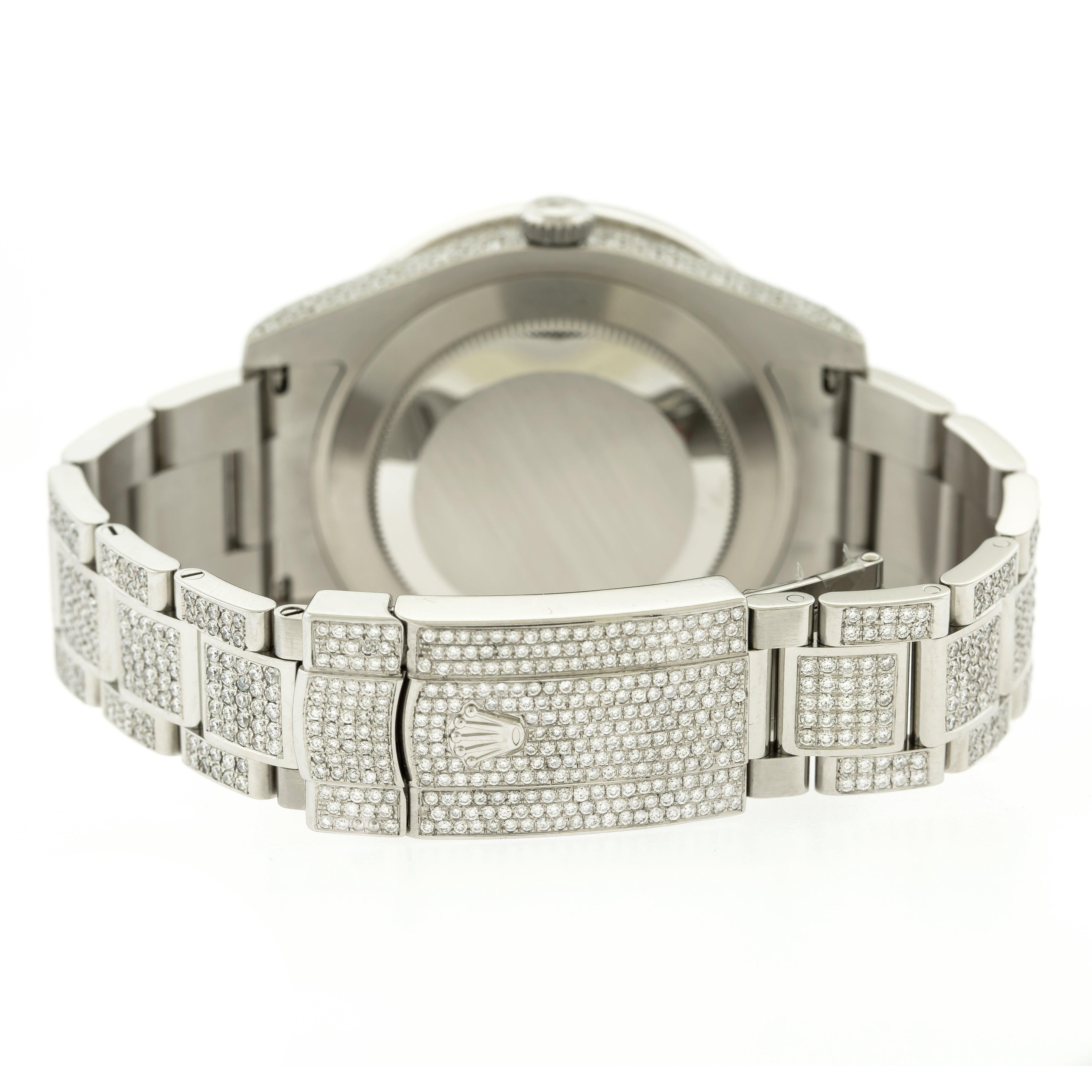 Rolex Datejust 41MM 116300 Diamond Paved Roman Dial Diamond Bezel Full Diamond Oyster Bracelet 15ct