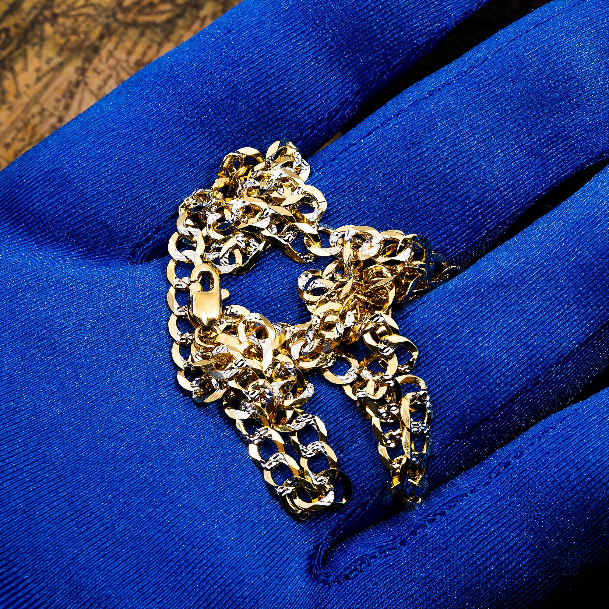 10k Yellow Gold 5mm Diamond Cut Flat Cuban Chain Available In Sizes 18"-26"