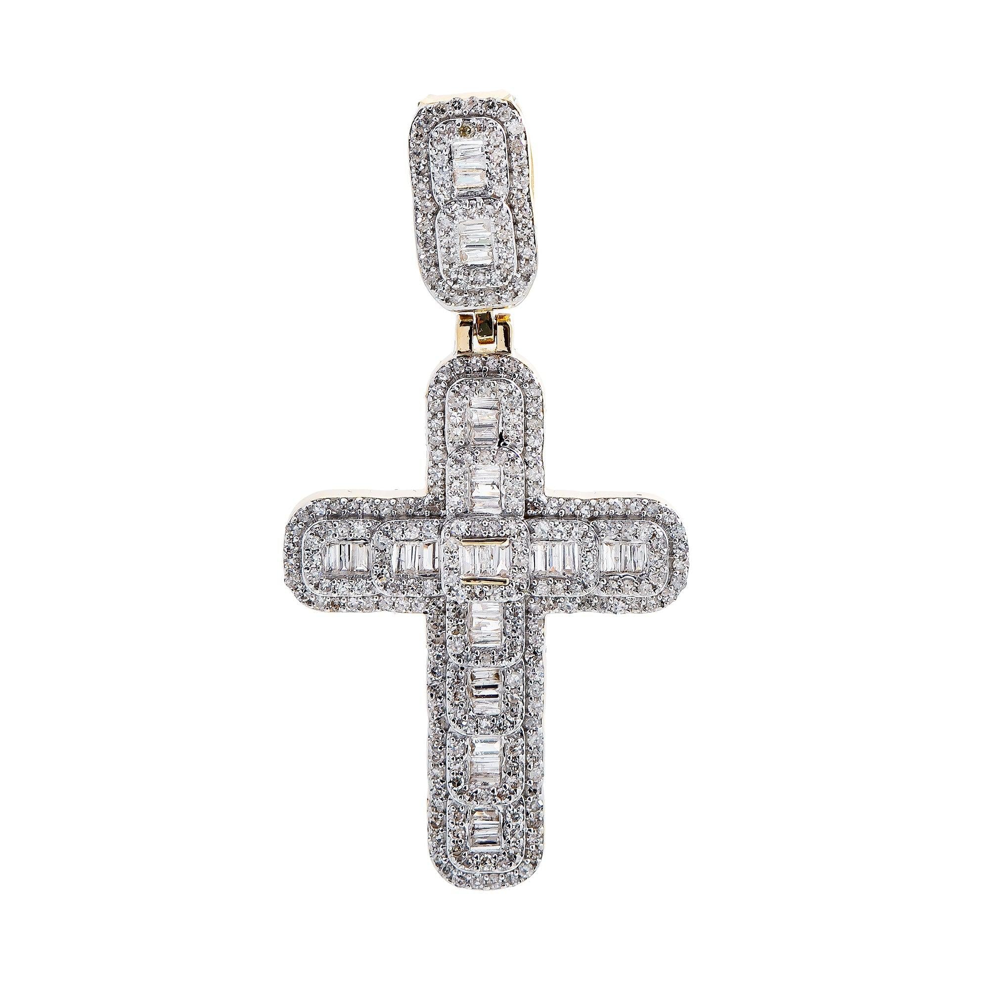 Unisex 14K Yellow Gold Cross Pendant with 1.00 CT  Diamonds