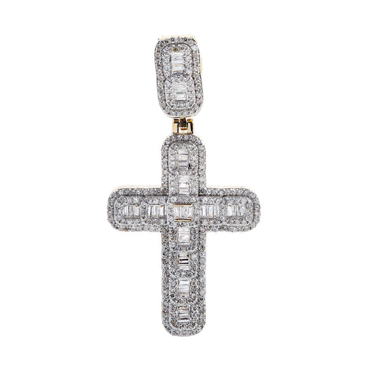 Unisex 14K Yellow Gold Cross Pendant with 1.00 CT  Diamonds