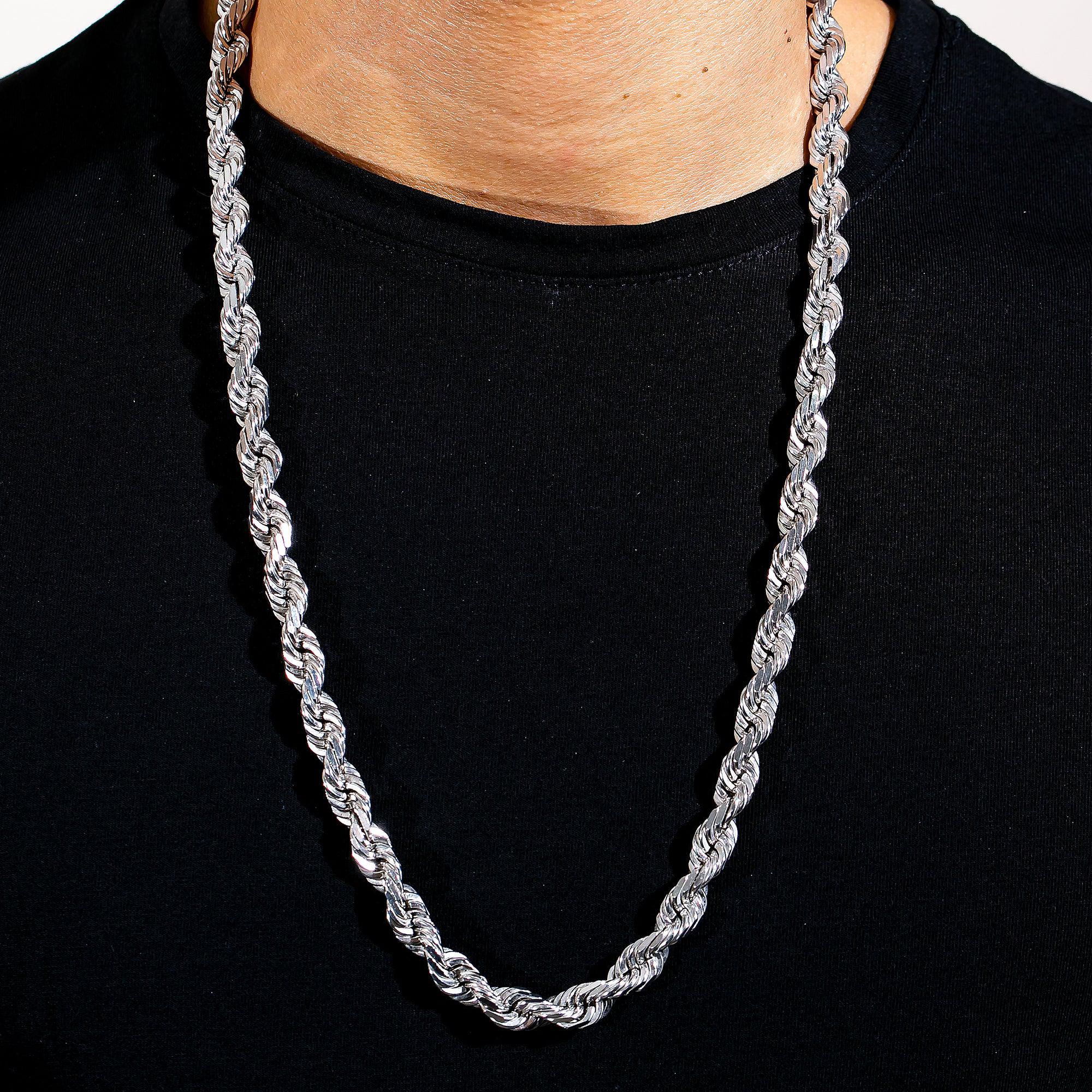 10K WHITE GOLD 8MM ROPE CHAIN