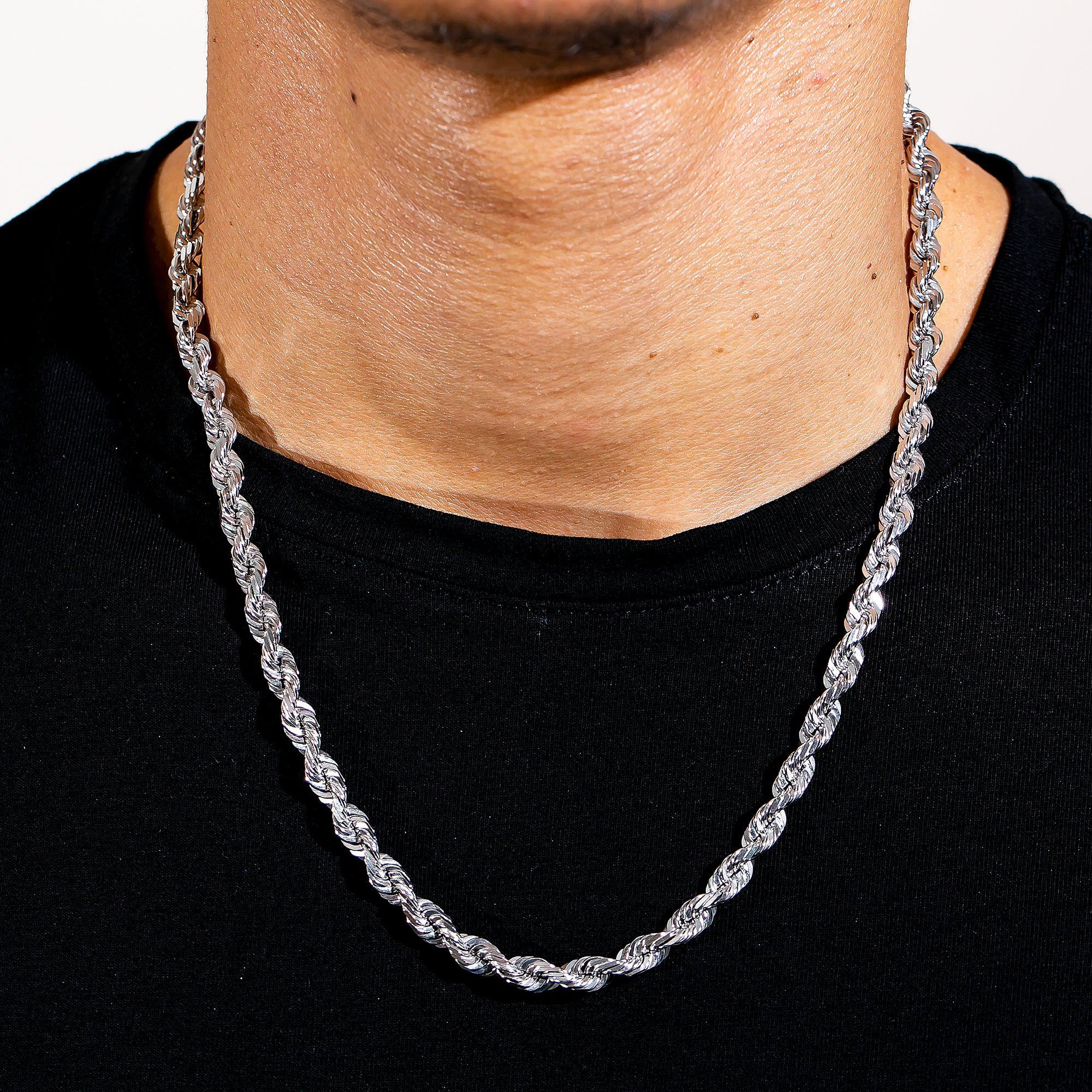 10K WHITE GOLD 6MM ROPE CHAIN