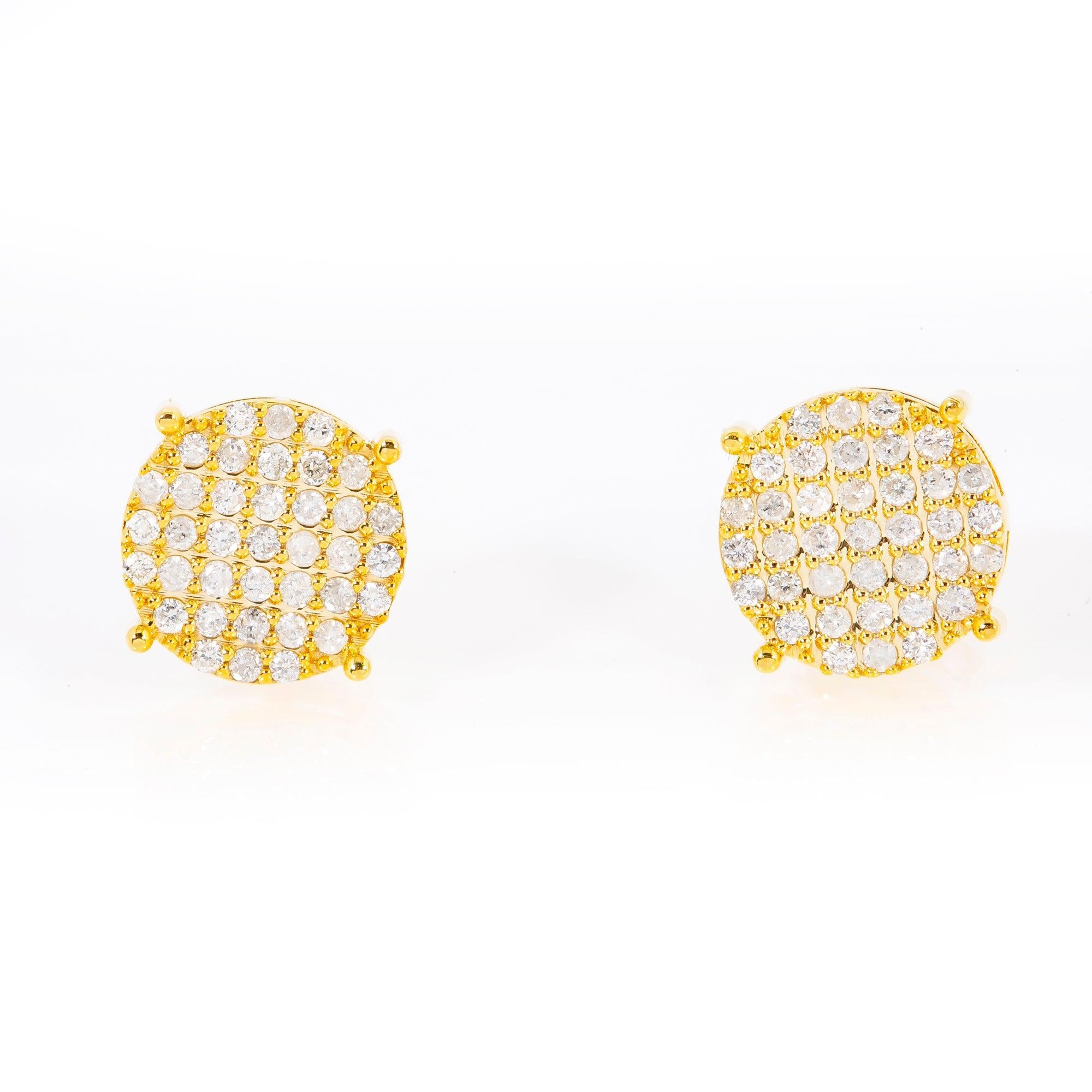 14K Yellow Gold Round Stud Earrings With 0.60 CTW Diamonds
