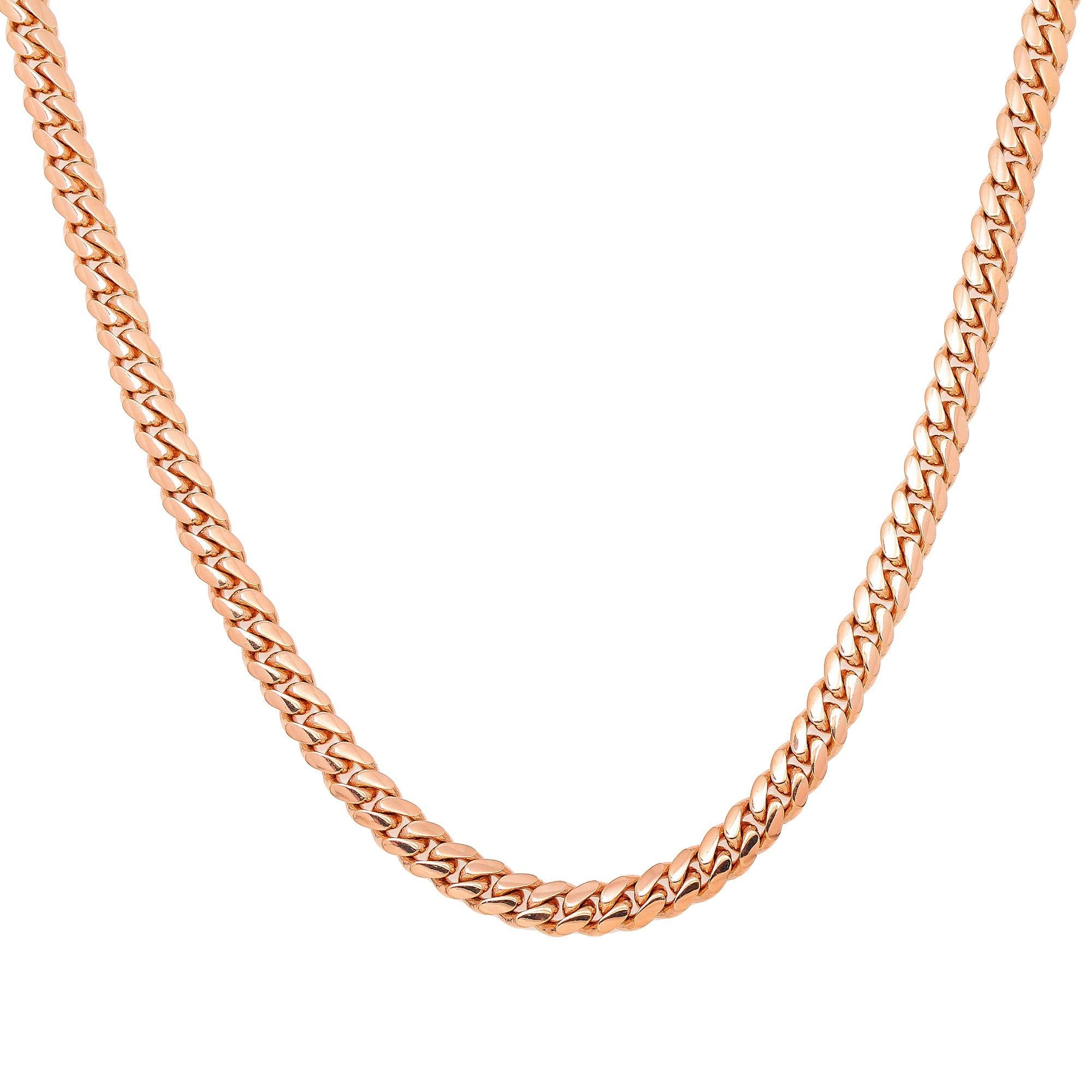 14k Rose Gold 6mm Solid Cuban Link Available In Sizes 18"-26"