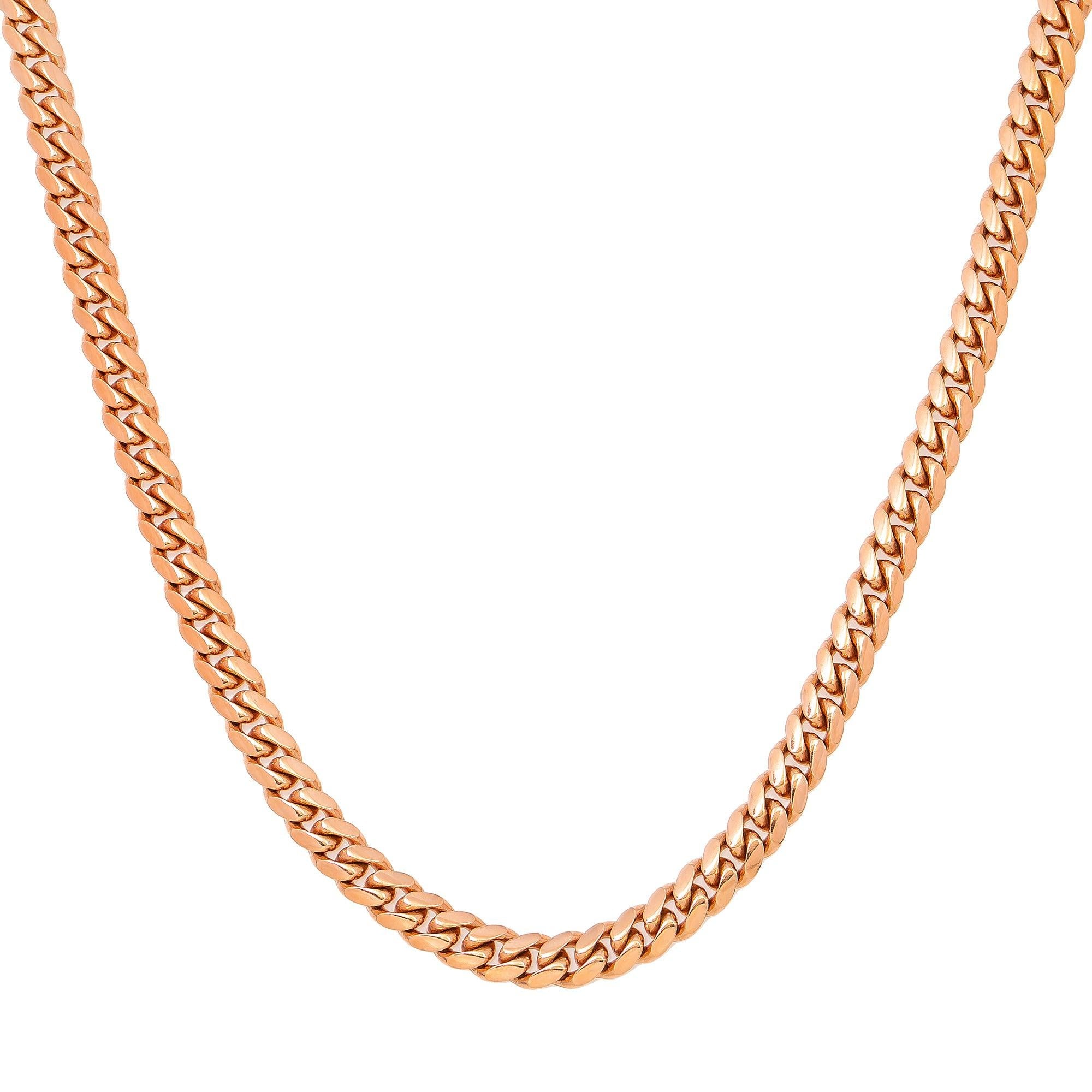 14k Rose Gold 6mm Solid Cuban Link Available In Sizes 18"-26"