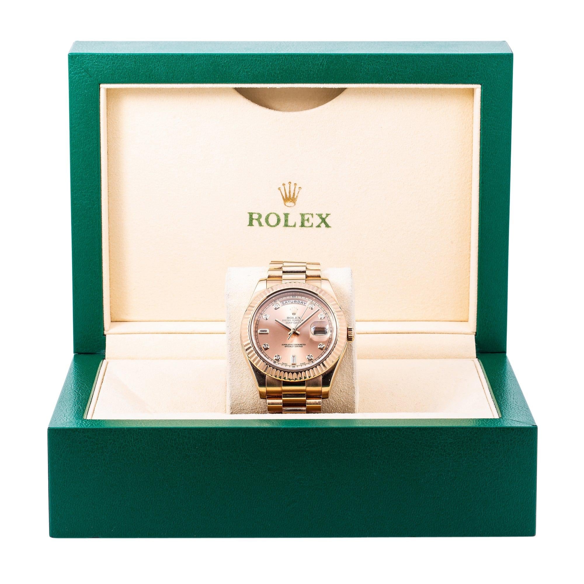 Rolex Day-Date II 218235 41MM Rose Gold Factory Diamond Dial With Presidential Bracelet