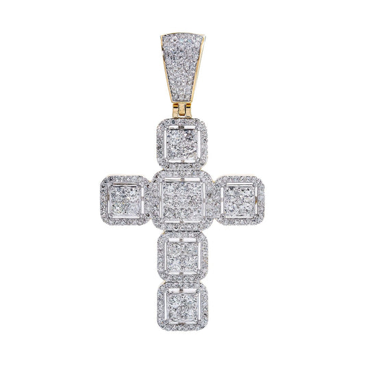 Unisex 14K Yellow Gold Cross Pendant with 1.78 CT Diamonds