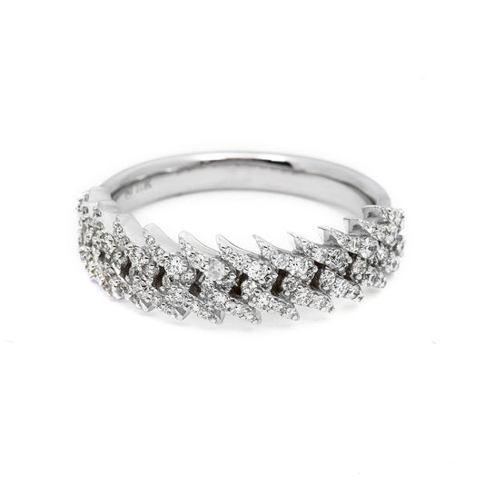 10K WHITE GOLD DIAMOND CUBAN RING 0.75 CT