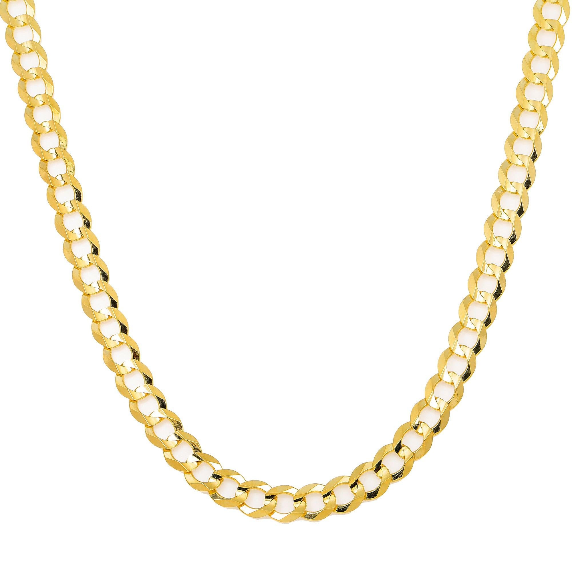 10k Yellow Gold 7mm Solid Open Cuban Link Available In Sizes 18"-26"