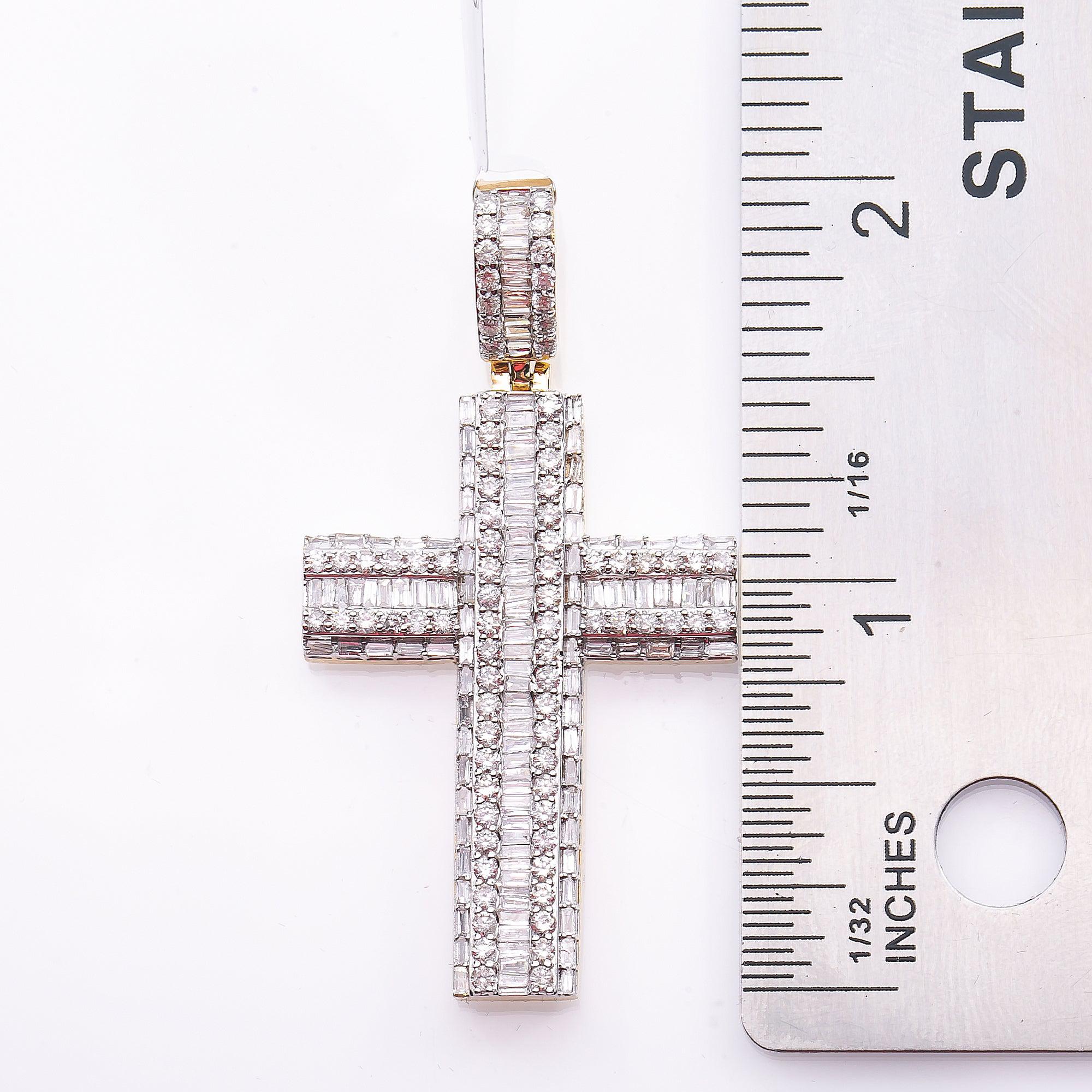 14K YELLOW GOLD DIAMOND CROSS 2.25 CT