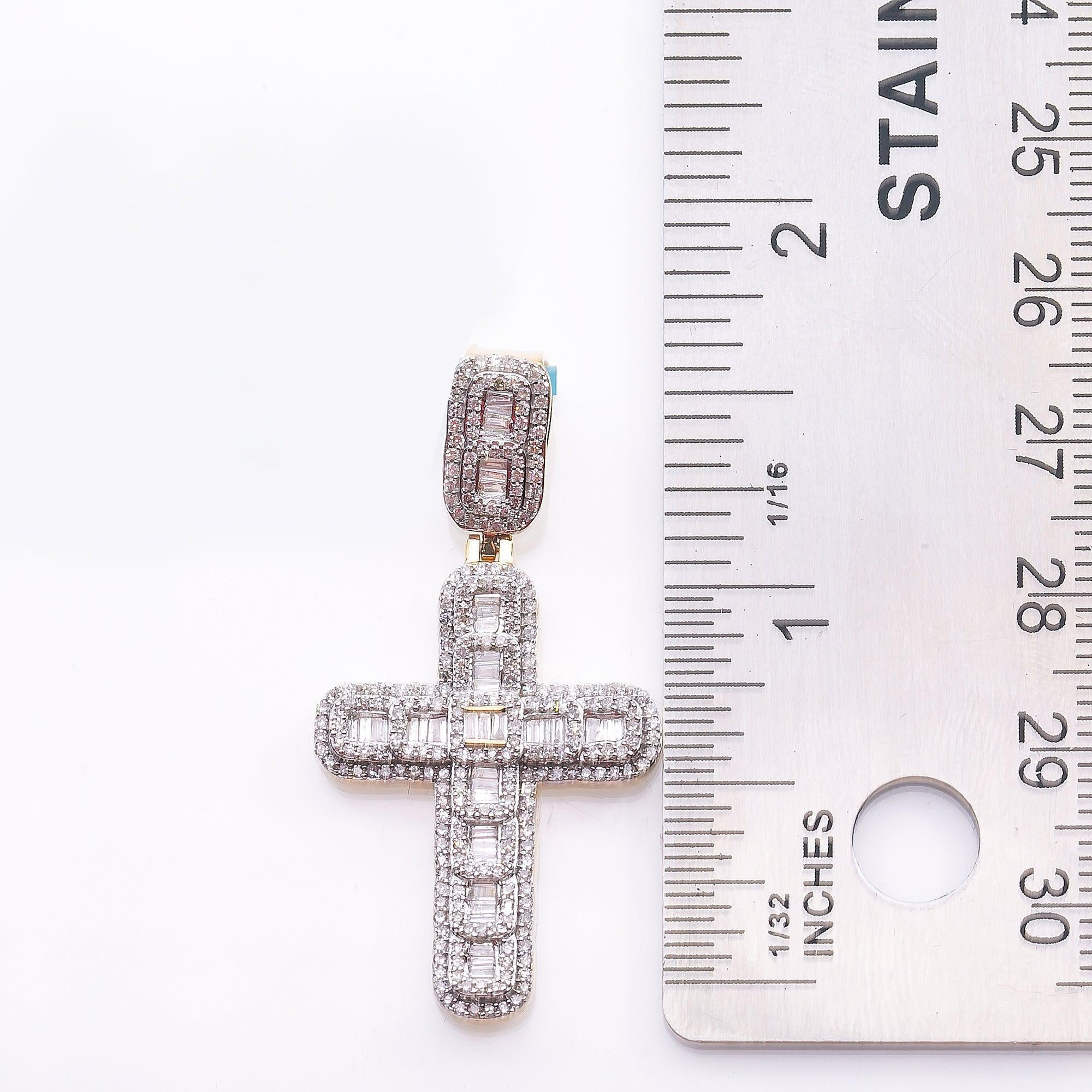 Unisex 14K Yellow Gold Cross Pendant with 1.00 CT  Diamonds