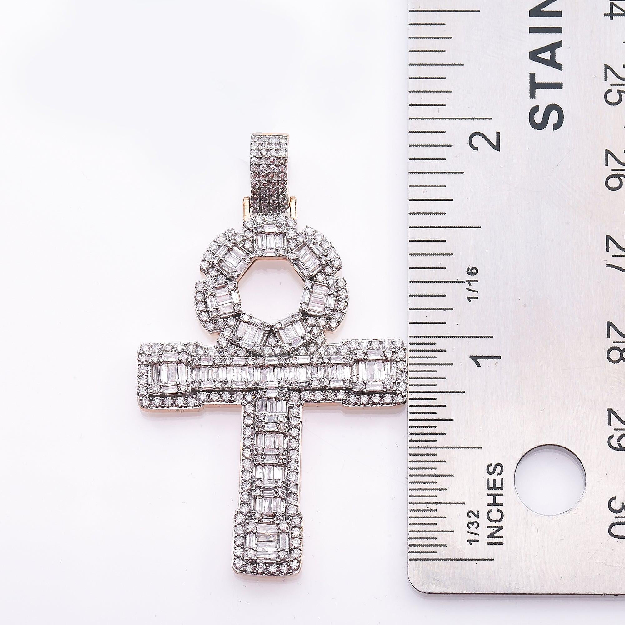 Unisex 14K Rose Gold Cross Pendant with 2.12 CT  Diamonds